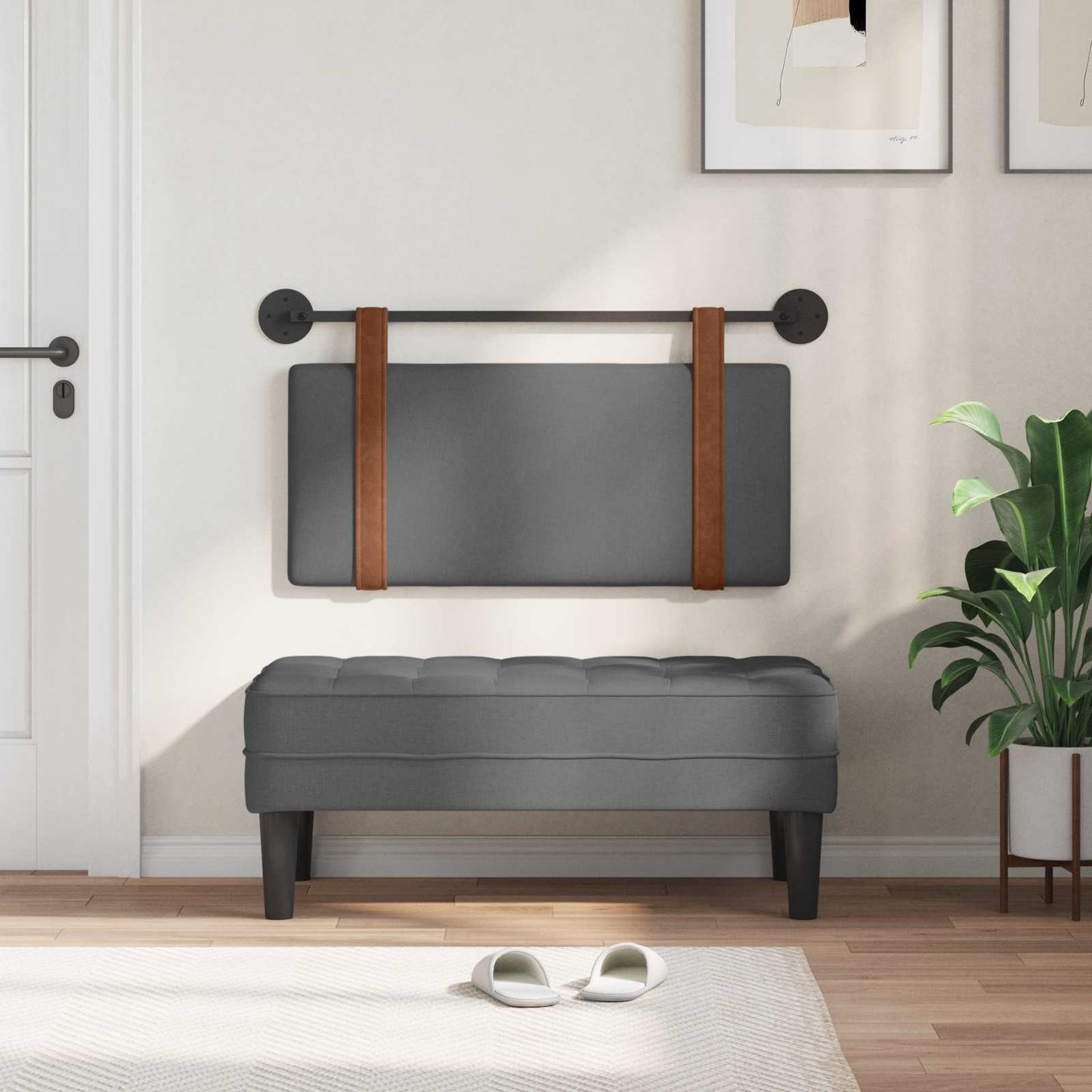Testata appesa Grigio scuro 90 x 55 x 5 cm PU Antico