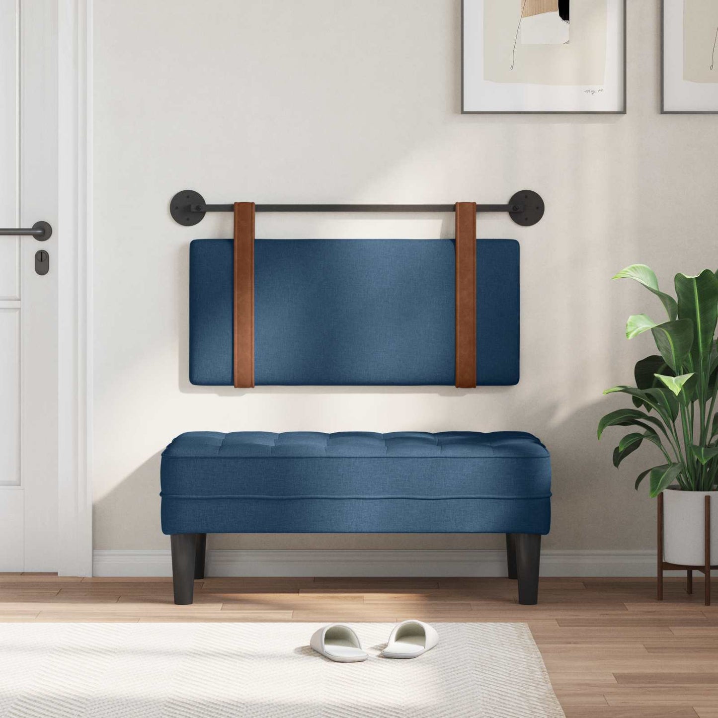 Testata appesa Montaggio a parete Blu 90 x 55 x 5 cm PU Antico