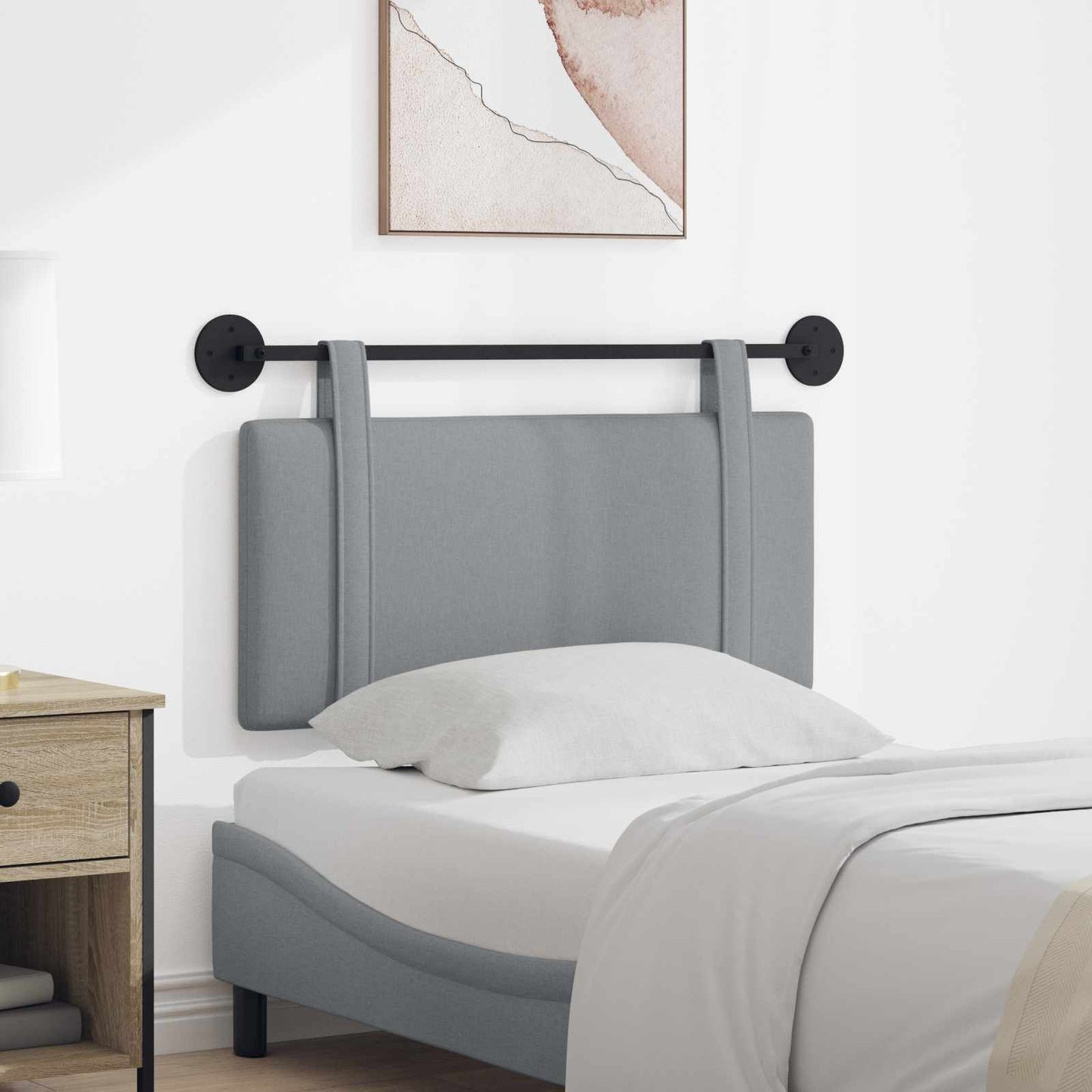 Testata appesa Grigio chiaro 100 x 55 x 5 cm Tessuto