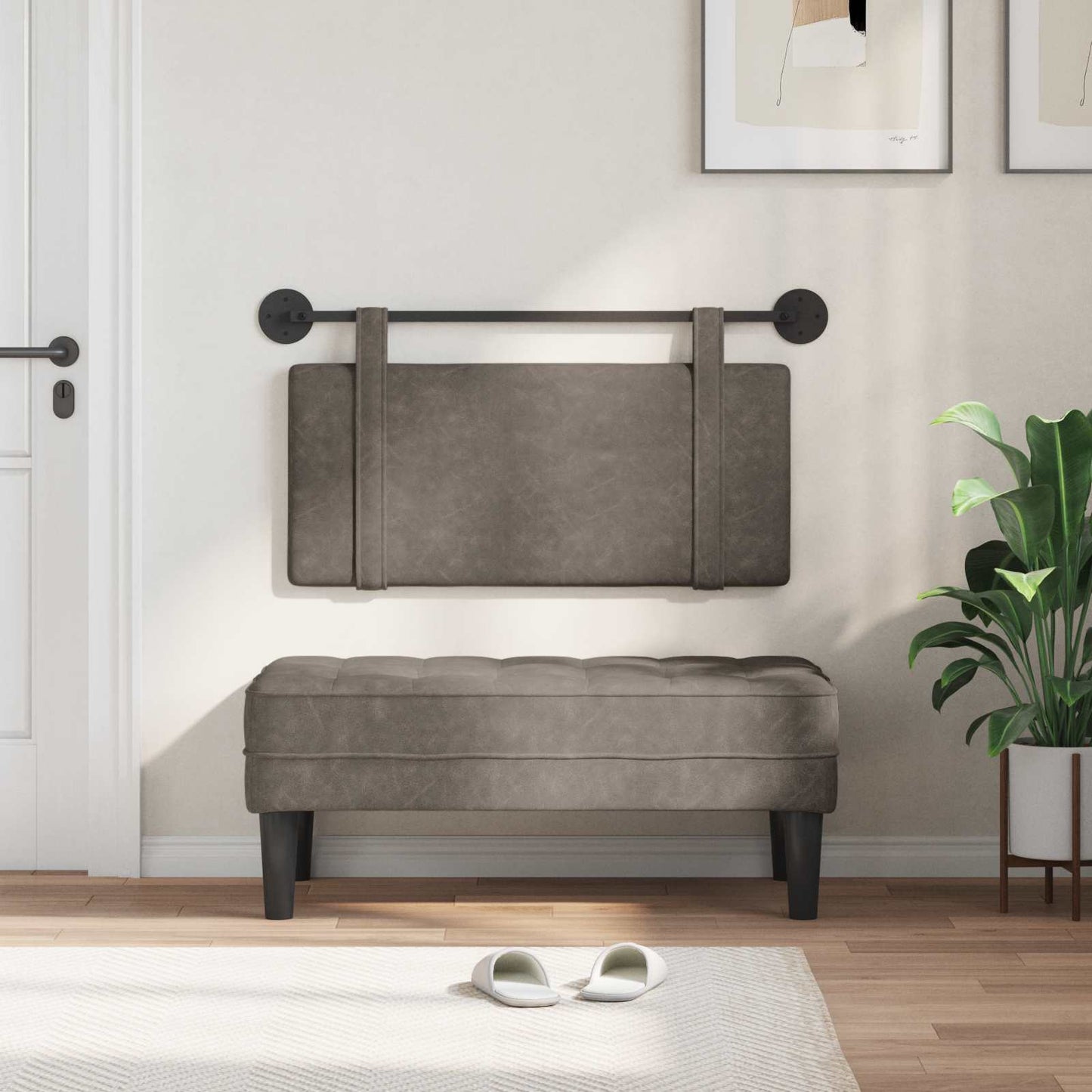 Testata appesa Tinta unita Grigio 100 x 55 x 5 cm PU Antico