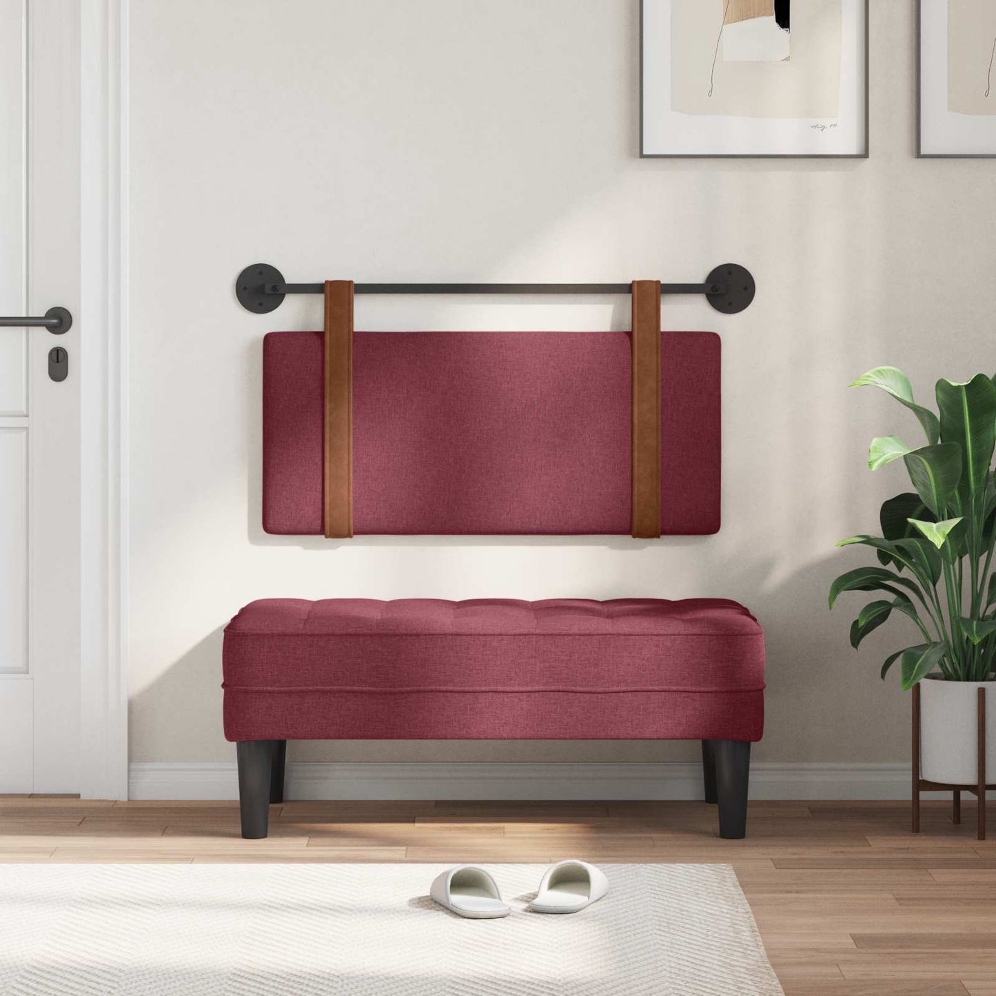 Testata appesa Tinta unita Rosso Vino 100 x 55 x 5 cm PU Antico