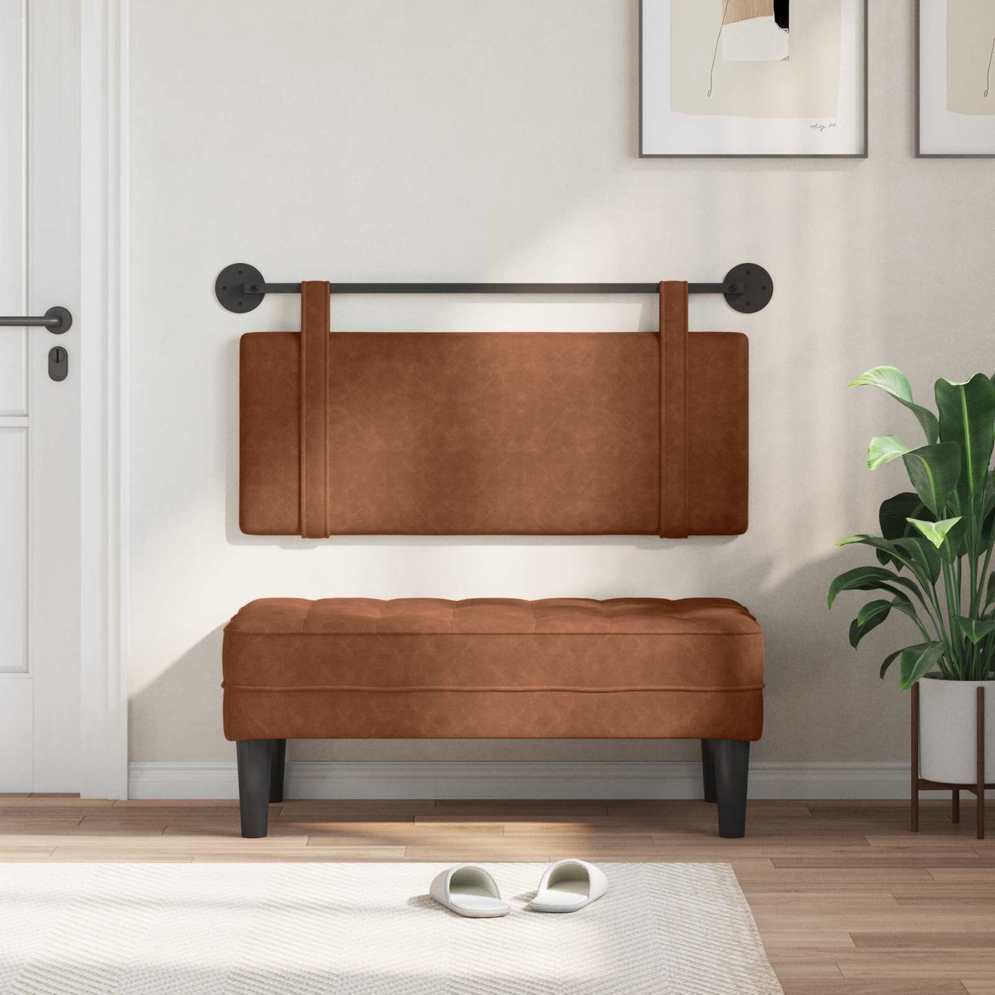 Testata appesa Tinta unita Marrone 110 x 55 x 5 cm PU Antico