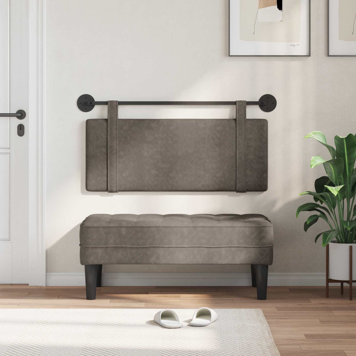 Testata appesa Tinta unita Grigio 110 x 55 x 5 cm PU Antico