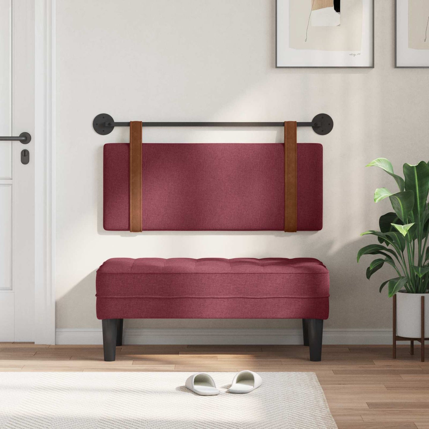 Testata appesa Tinta unita Rosso Vino 110 x 55 x 5 cm PU Antico