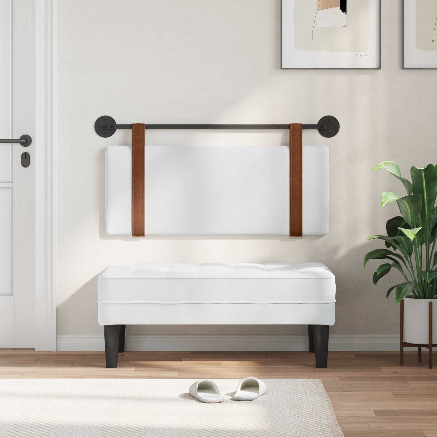 Testata appesa Tinta unita Bianco 110 x 55 x 5 cm PU Antico