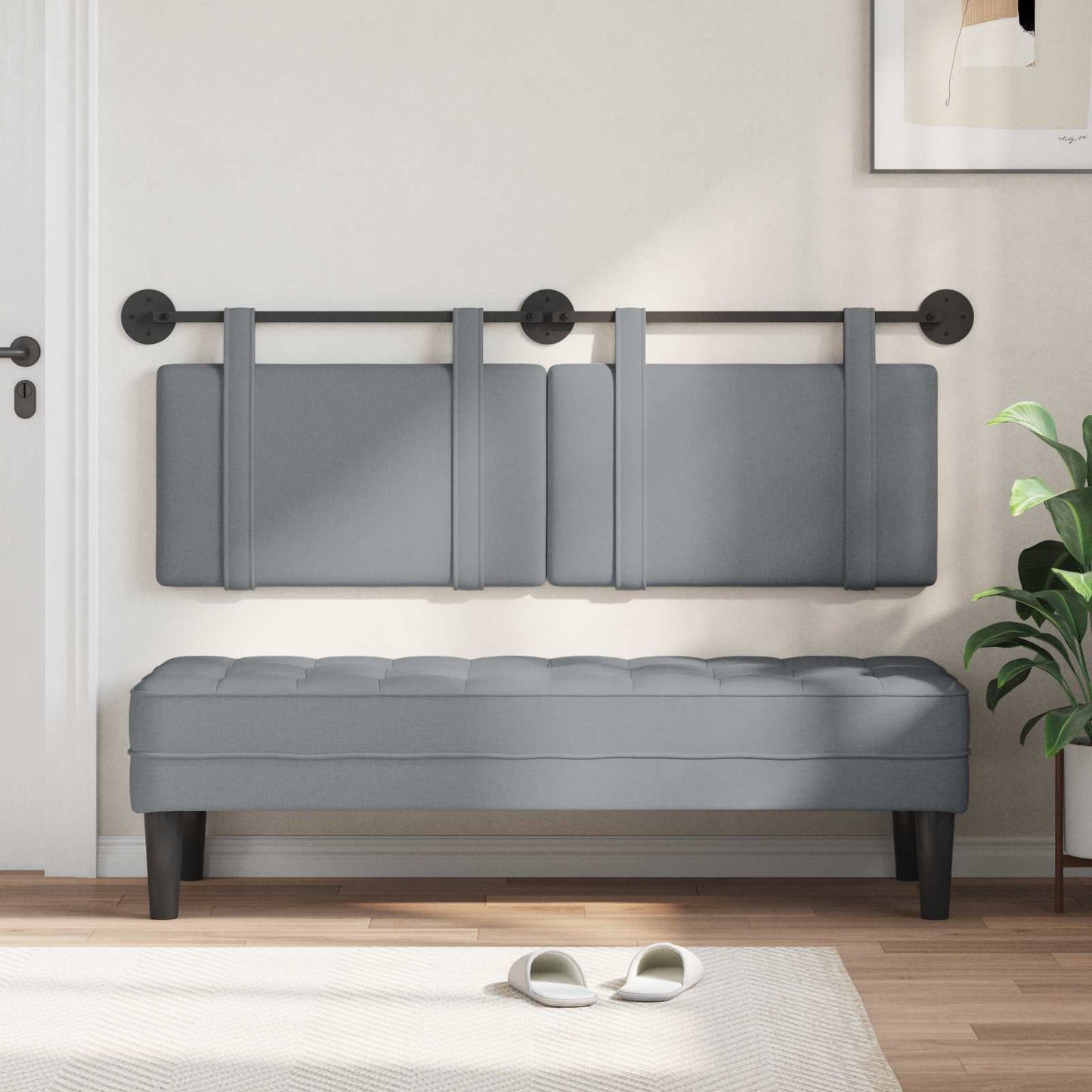 Testata appesa Grigio chiaro 130 x 55 x 5 cm Tessuto