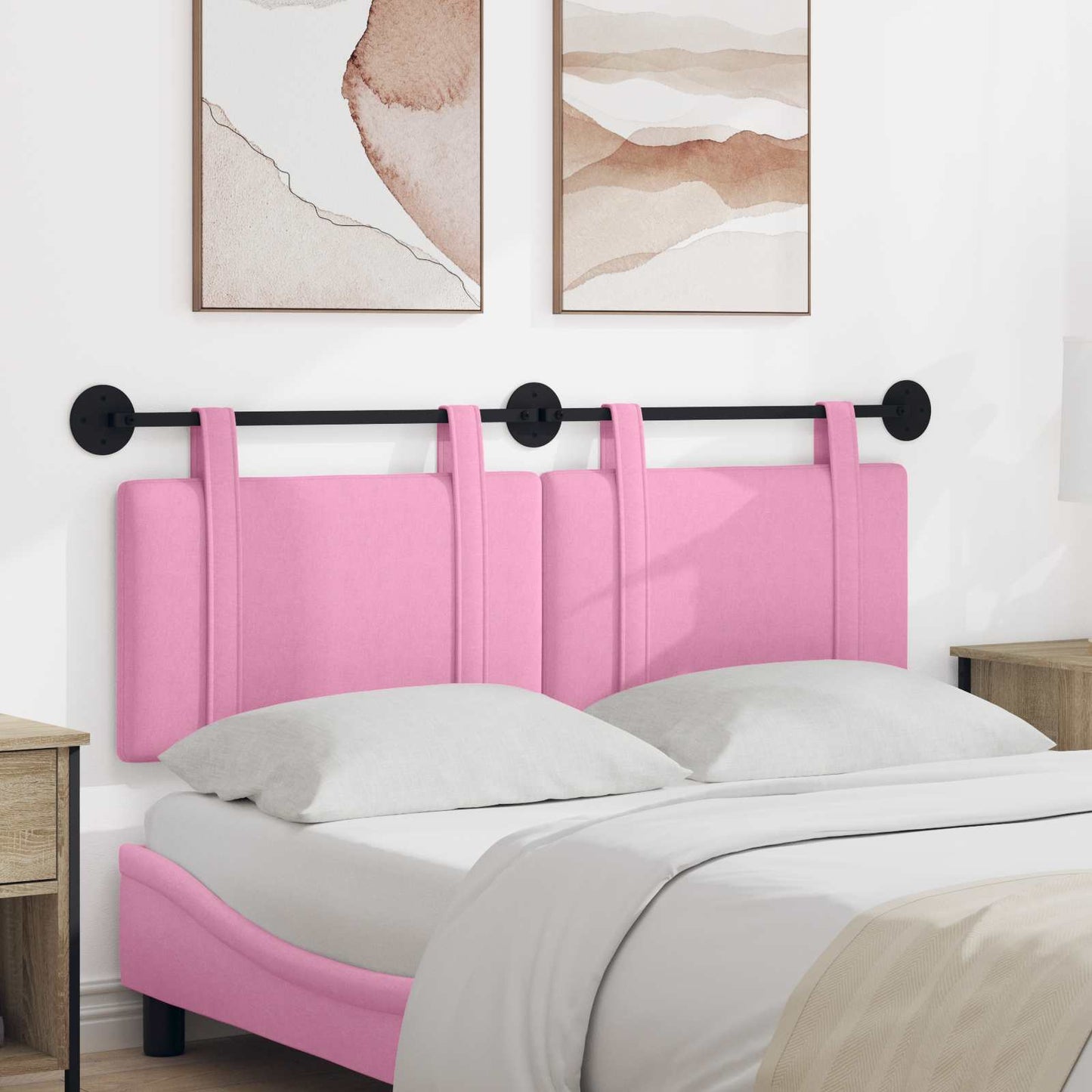 Testata appesa Montaggio a parete Rosa 130 x 55 x 5 cm Tessuto