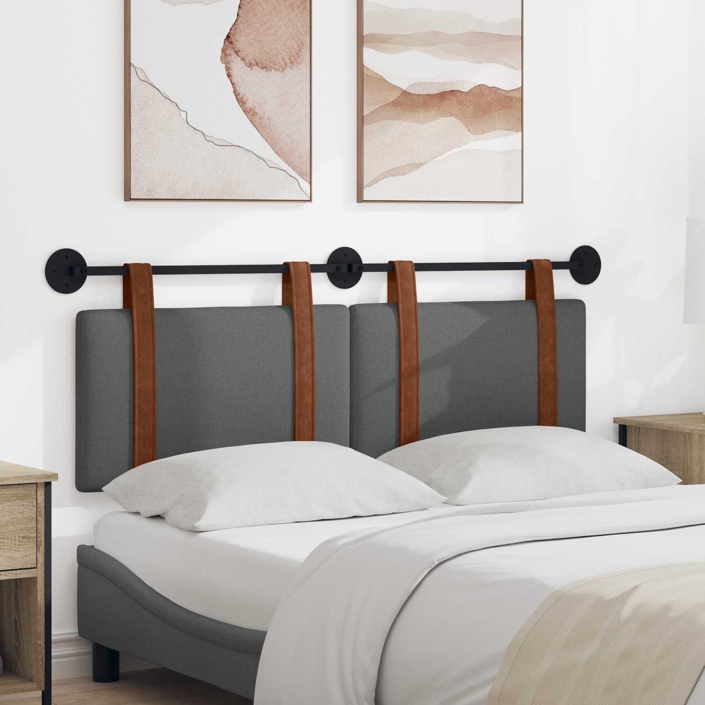 Testata appesa Grigio scuro 130 x 55 x 5 cm PU Antico