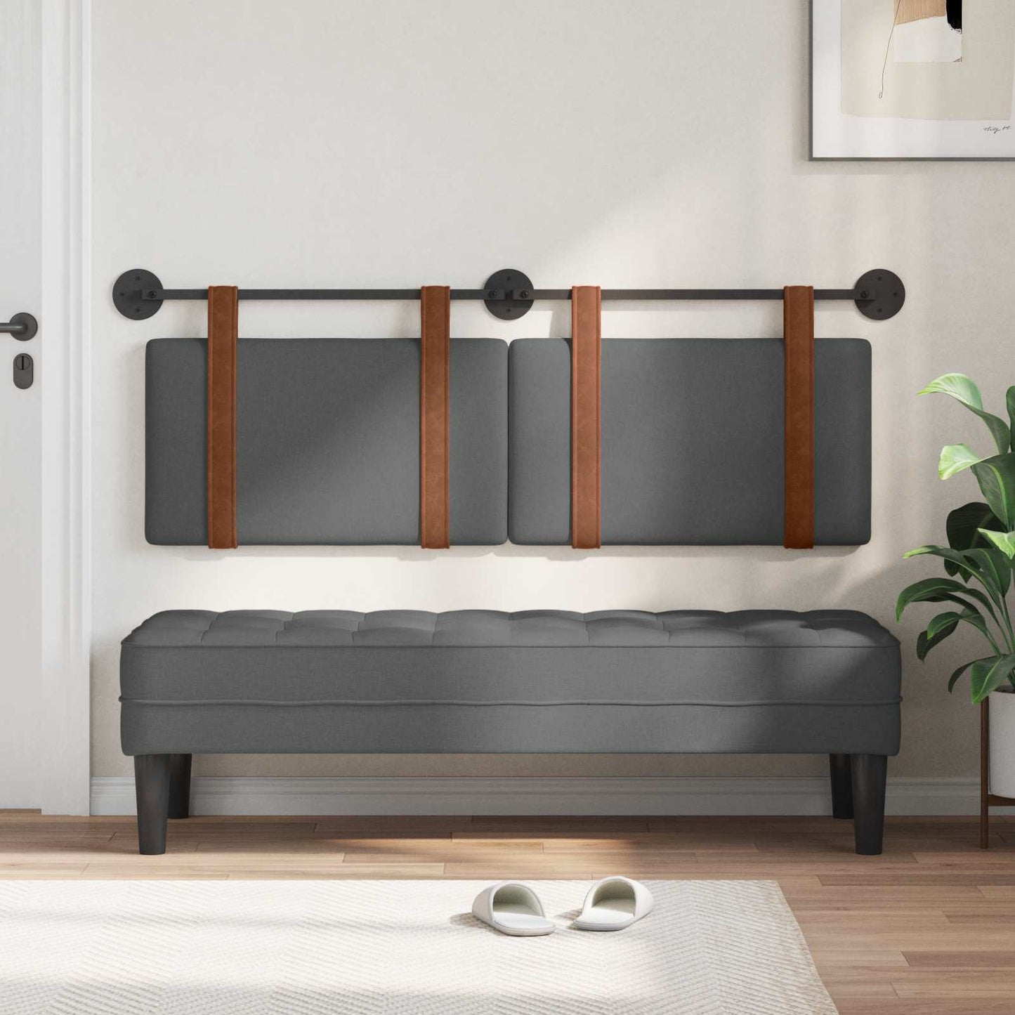 Testata appesa Grigio scuro 130 x 55 x 5 cm PU Antico