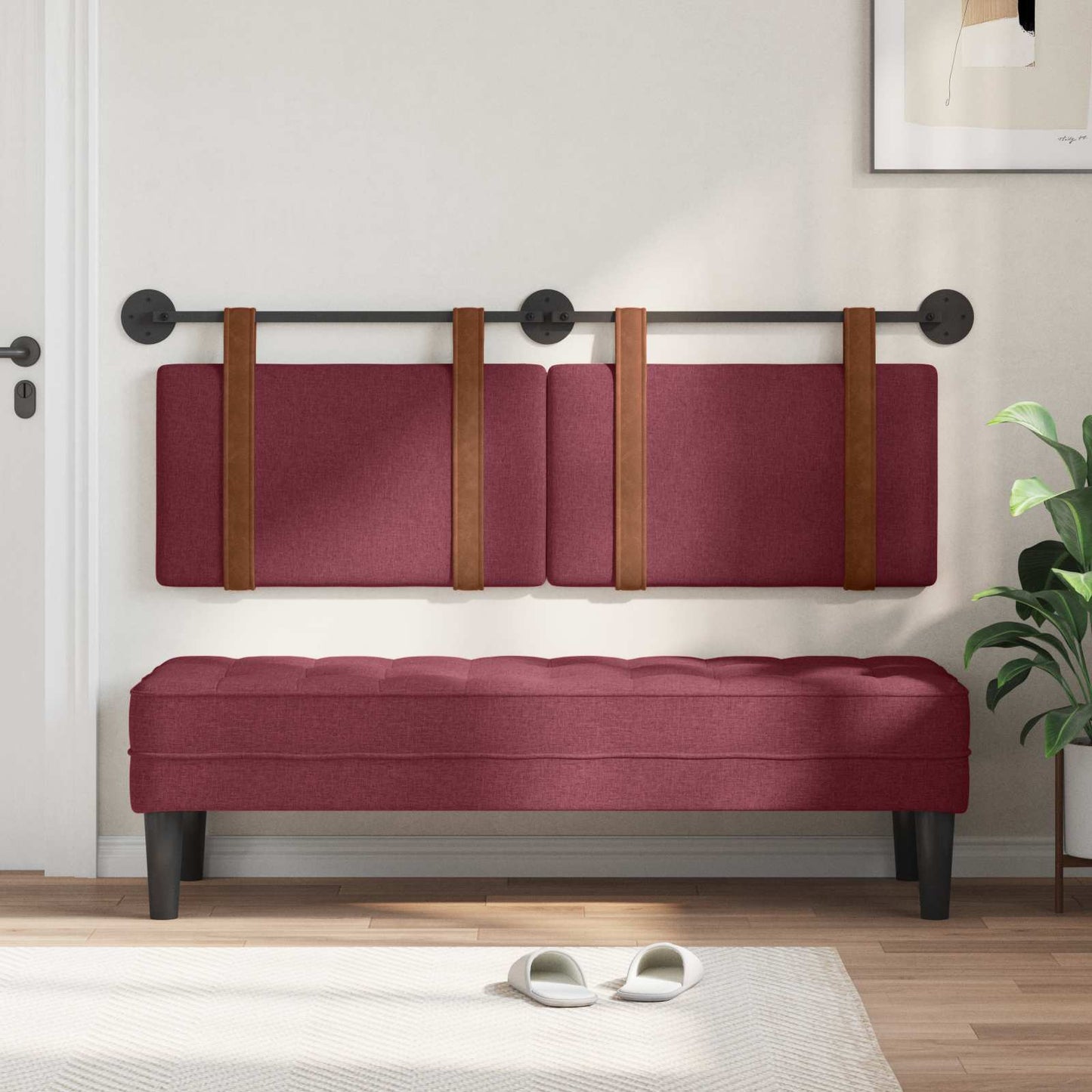 Testata appesa Tinta unita Rosso Vino 130 x 55 x 5 cm PU Antico