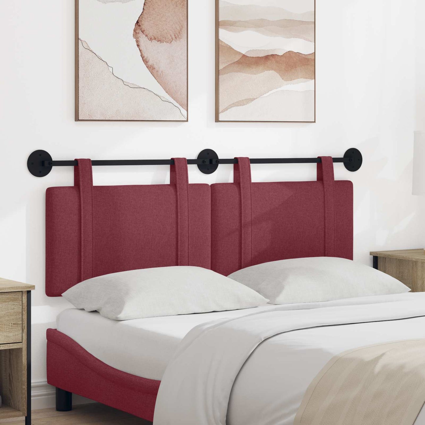 Testata appesa Tinta unita Rosso Vino 150 x 55 x 5 cm Tessuto