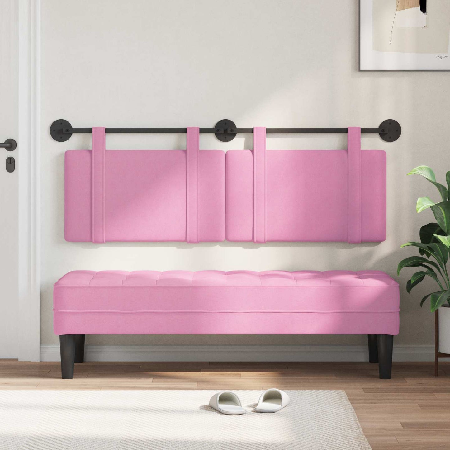 Testata appesa Montaggio a parete Rosa 150 x 55 x 5 cm Tessuto