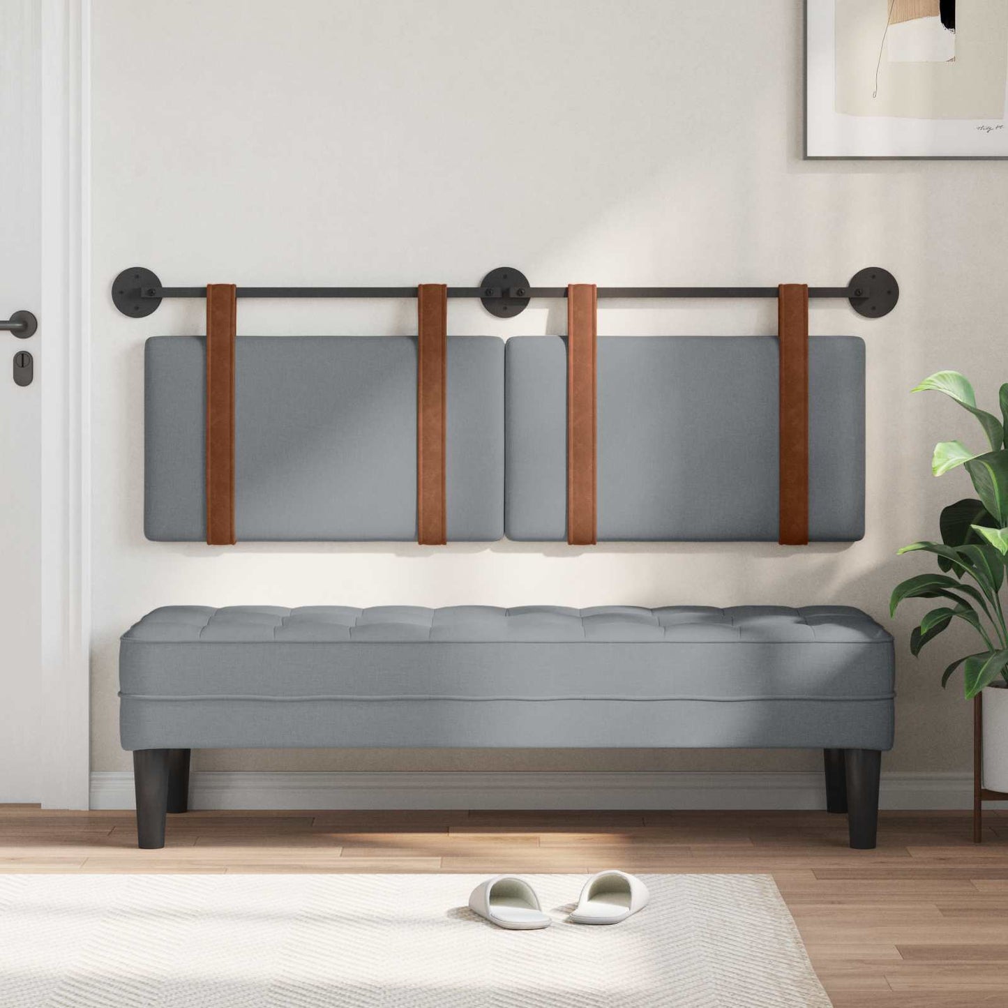 Testata appesa Grigio chiaro 150 x 55 x 5 cm PU Antico