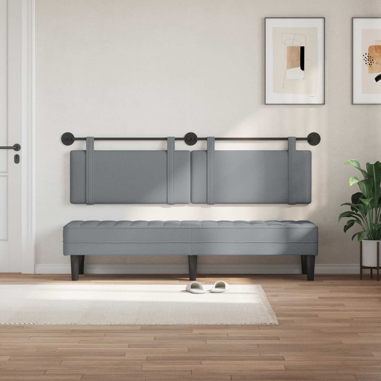 Testata appesa Grigio chiaro 170 x 55 x 5 cm Tessuto