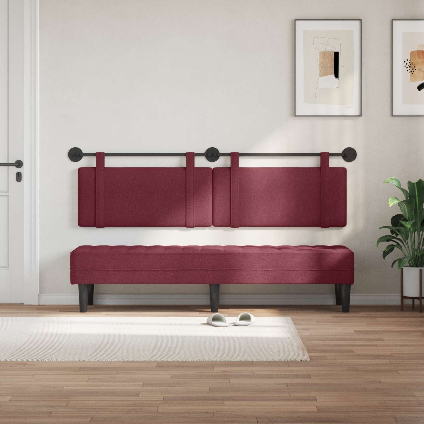 Testata appesa Tinta unita Rosso Vino 170 x 55 x 5 cm Tessuto