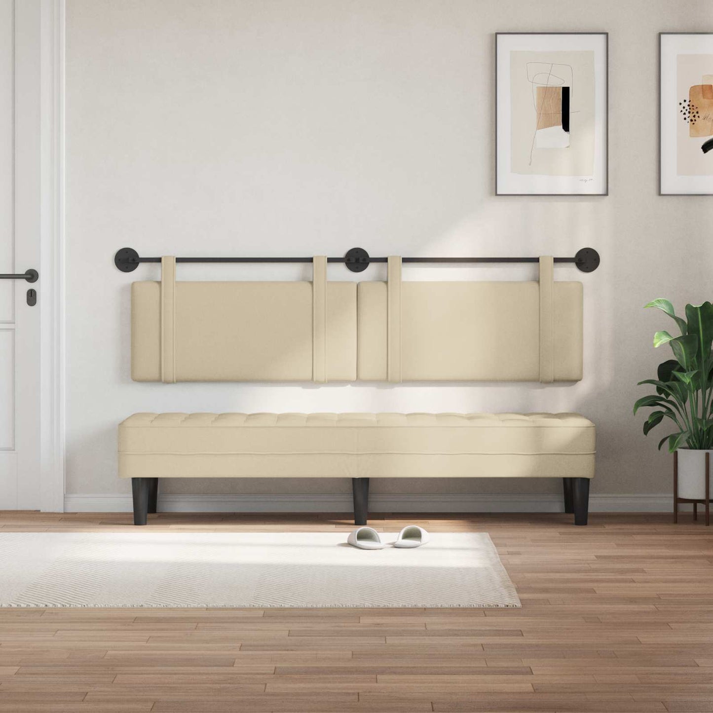 Testata appesa Montaggio a parete Crema 170 x 55 x 5 cm Tessuto