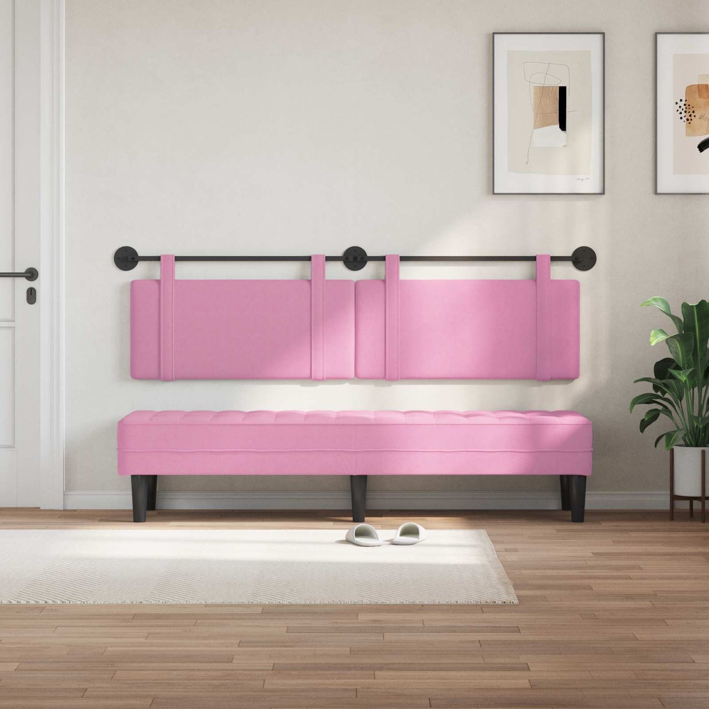 Testata appesa Montaggio a parete Rosa 170 x 55 x 5 cm Tessuto