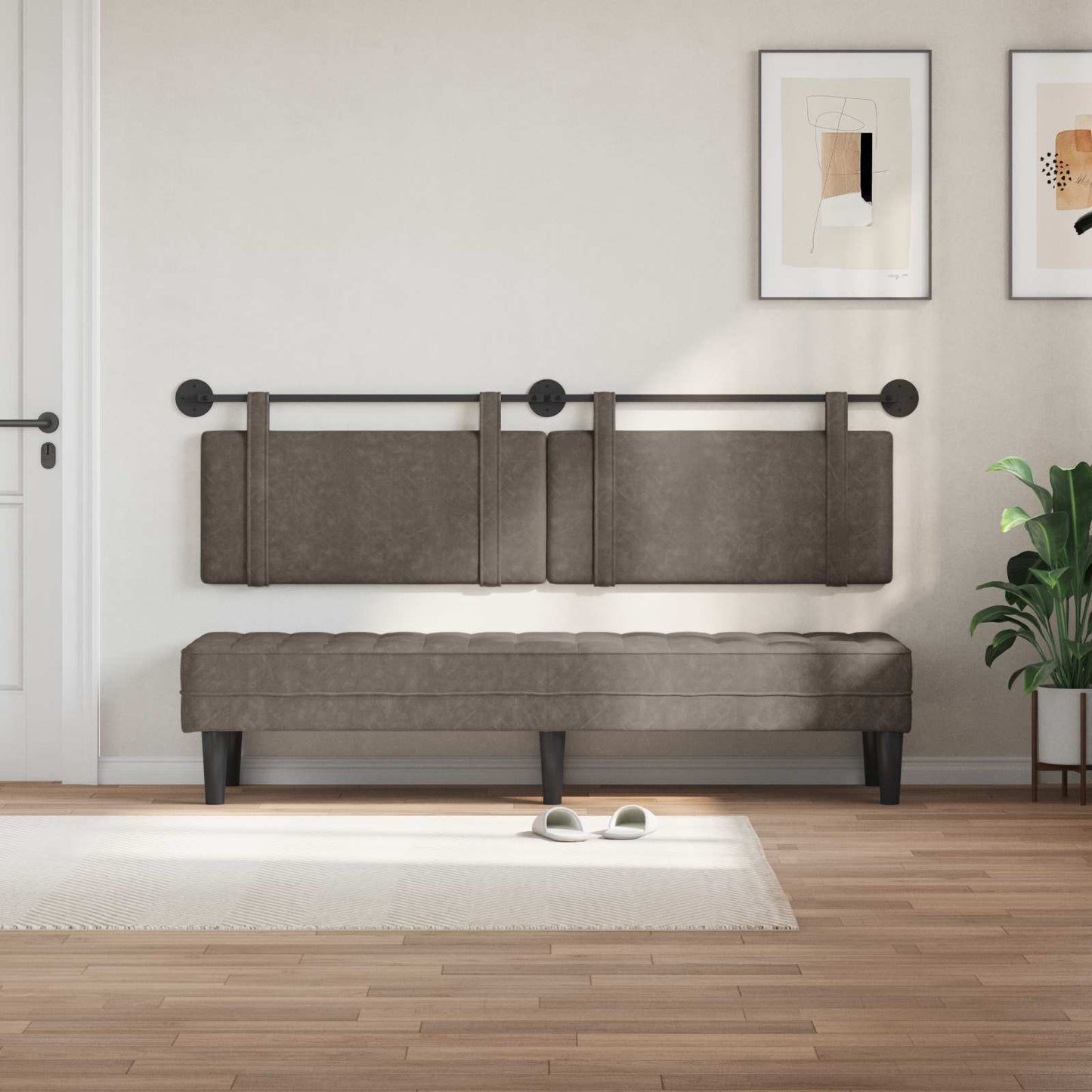 Testata appesa Tinta unita Grigio 170 x 55 x 5 cm PU Antico