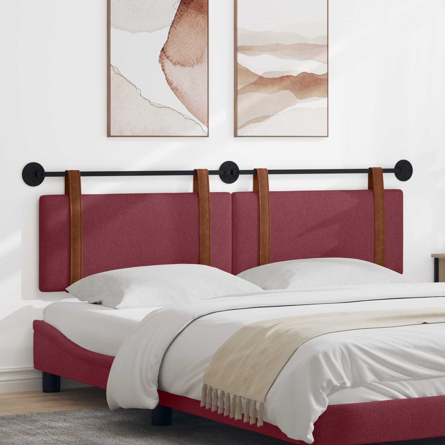 Testata appesa Tinta unita Rosso Vino 170 x 55 x 5 cm PU Antico
