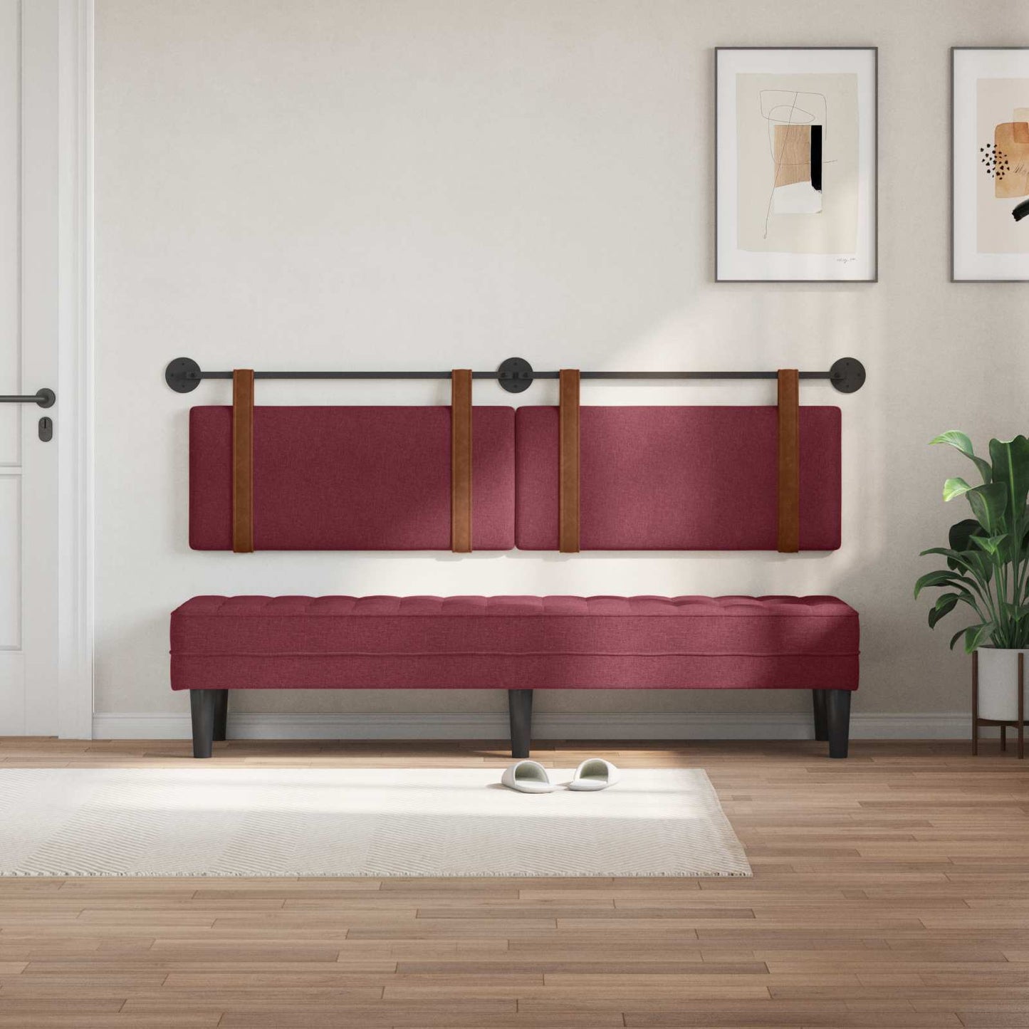 Testata appesa Tinta unita Rosso Vino 170 x 55 x 5 cm PU Antico