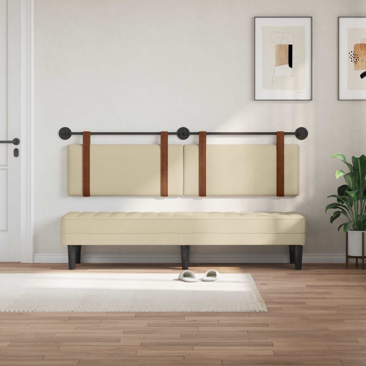 Testata appesa Tinta unita Crema 170 x 55 x 5 cm PU Antico
