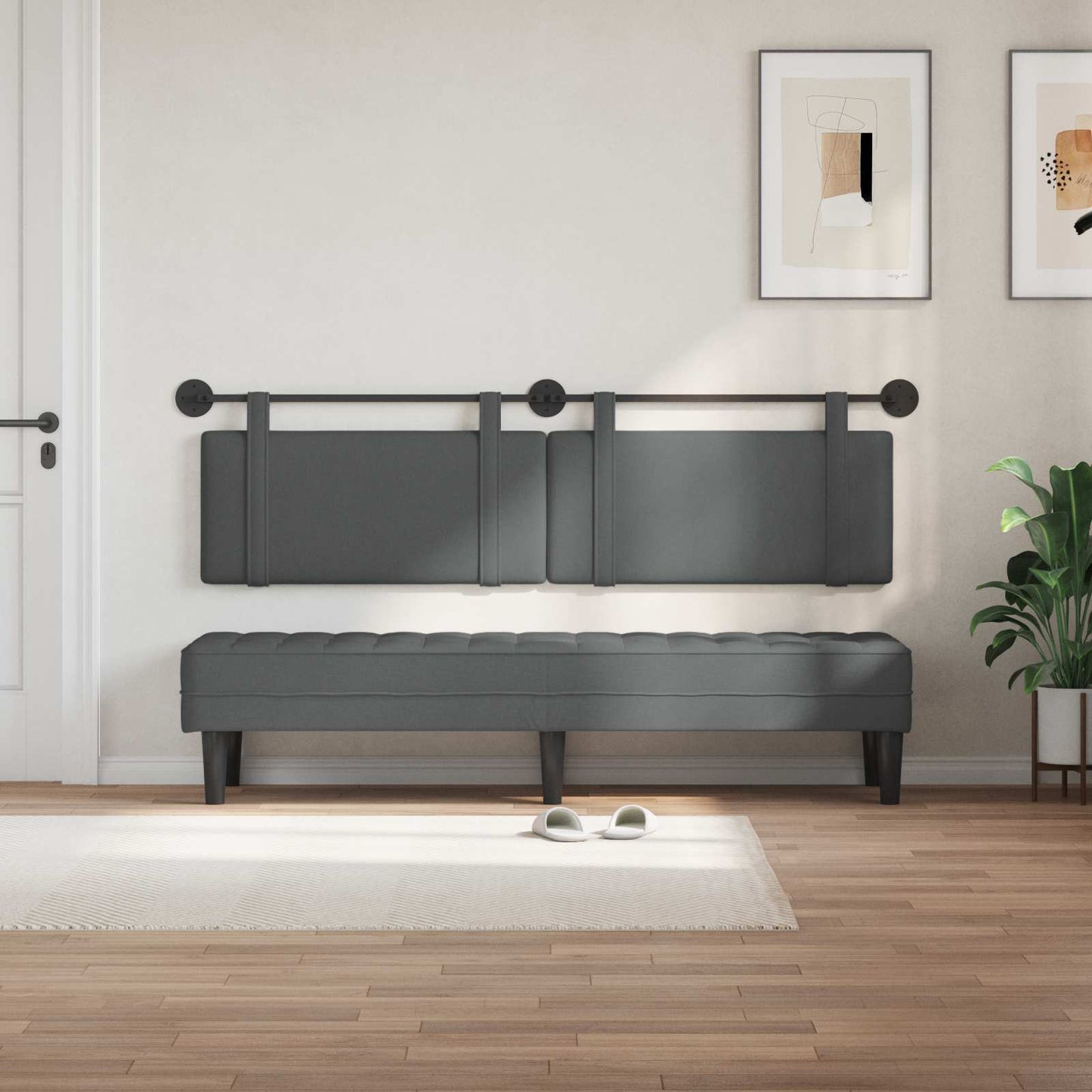 Testata appesa Tinta unita Grigio scuro 190 x 55 x 5 cm Tessuto