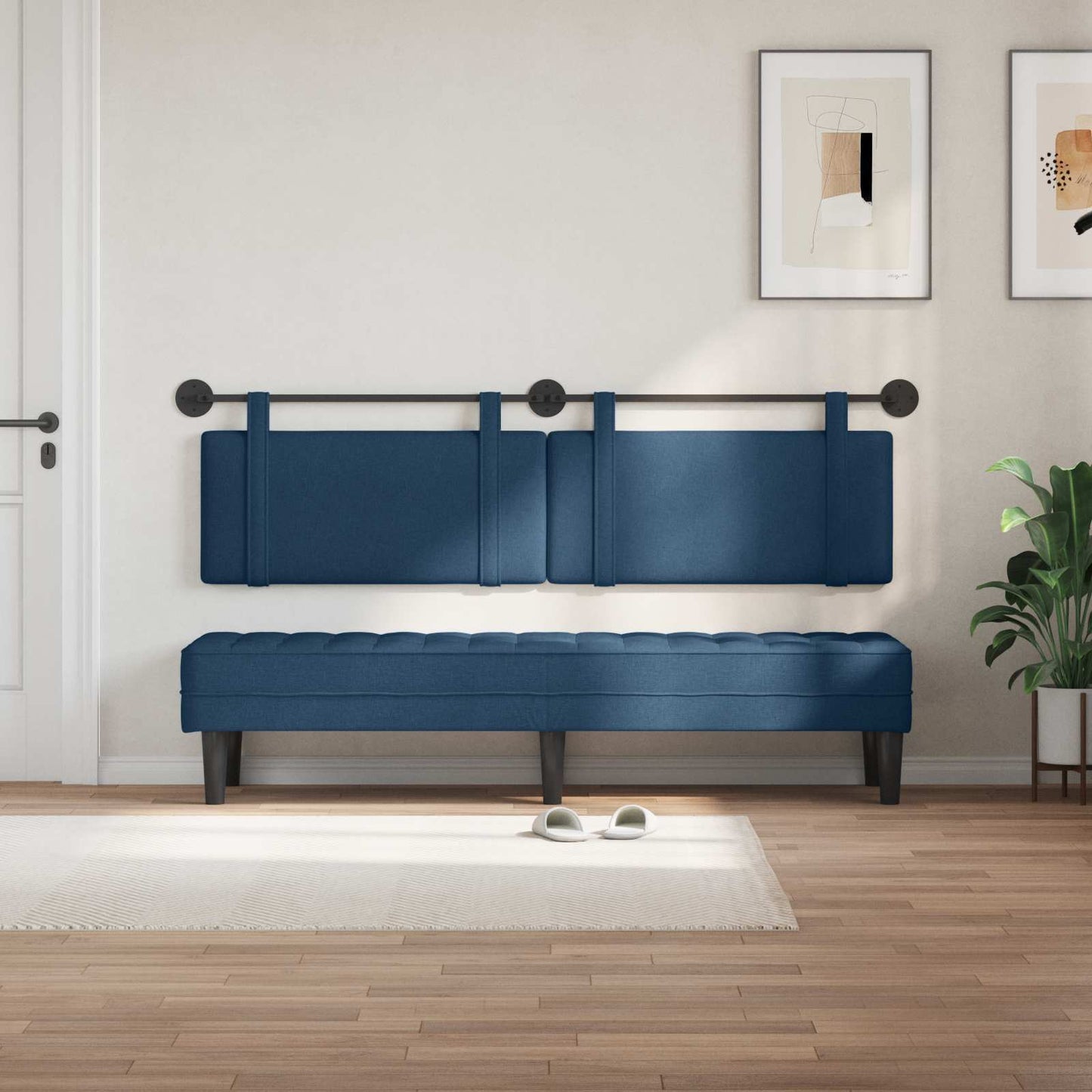 Testata appesa Montaggio a parete Blu 190 x 55 x 5 cm Tessuto