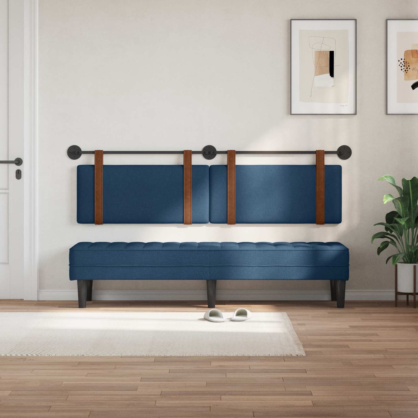 Testata appesa Montaggio a parete Blu 190 x 55 x 5 cm PU Antico