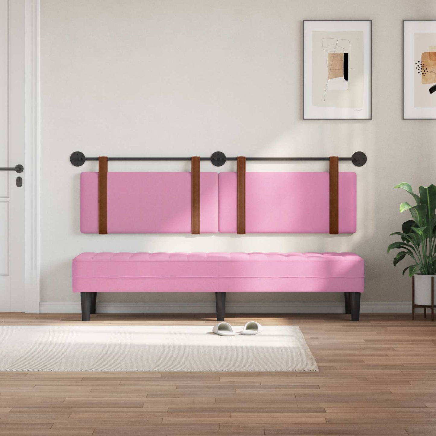 Testata appesa Tinta unita Rosa 190 x 55 x 5 cm PU Antico