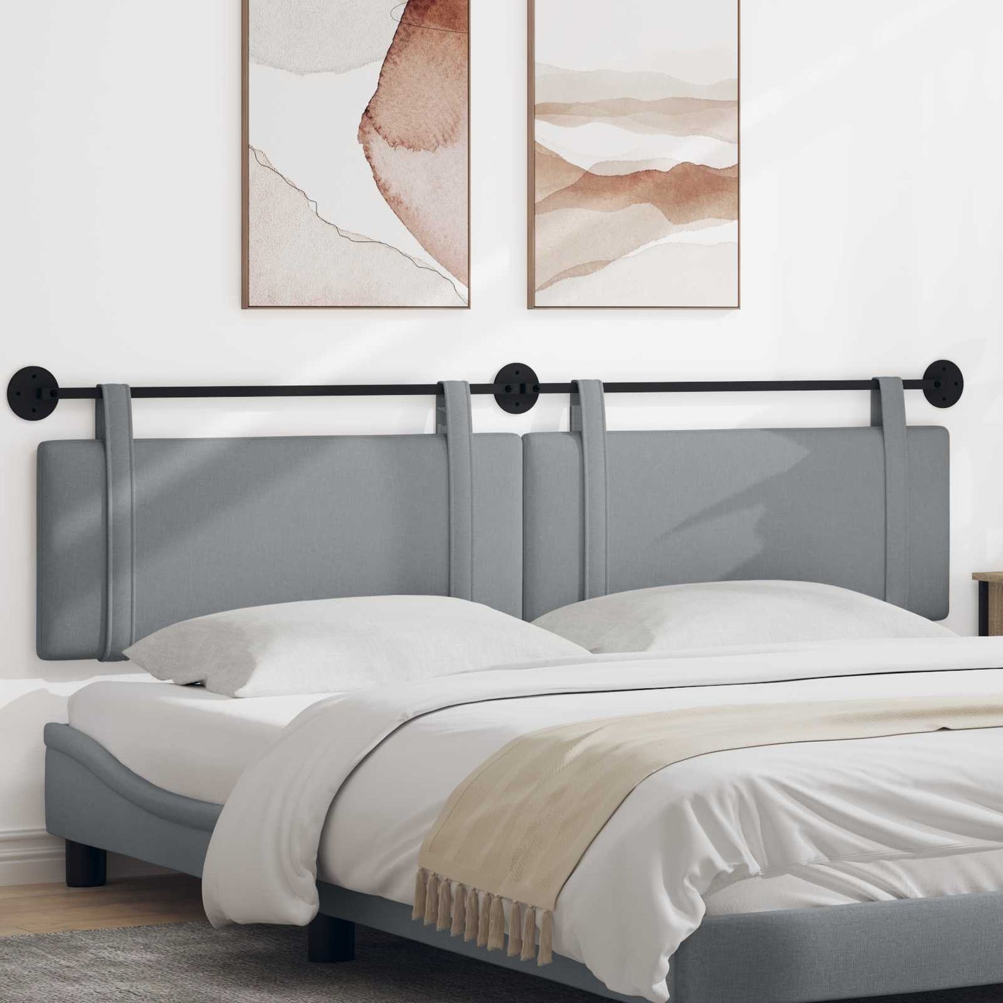 Testata appesa Grigio chiaro 210 x 55 x 5 cm Tessuto
