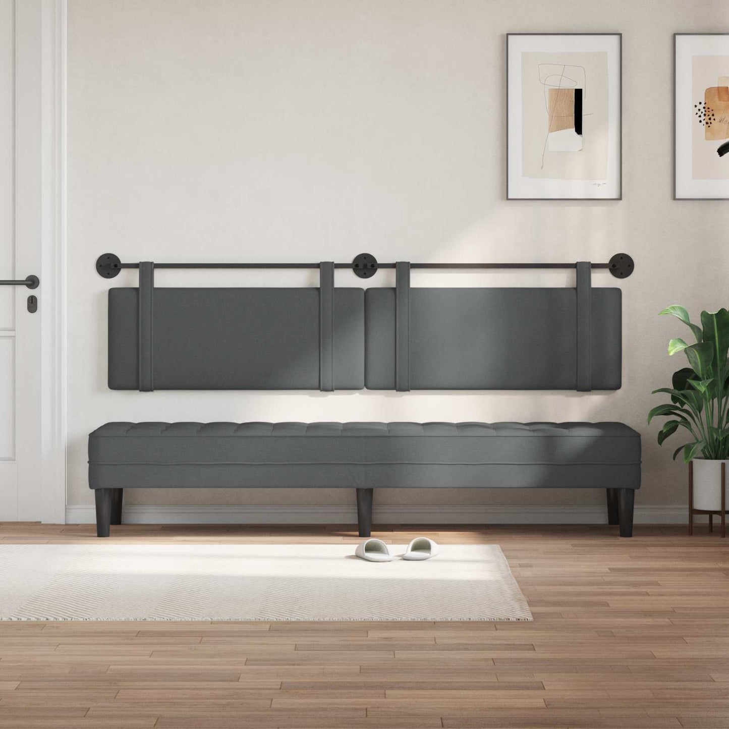 Testata appesa Tinta unita Grigio scuro 210 x 55 x 5 cm Tessuto
