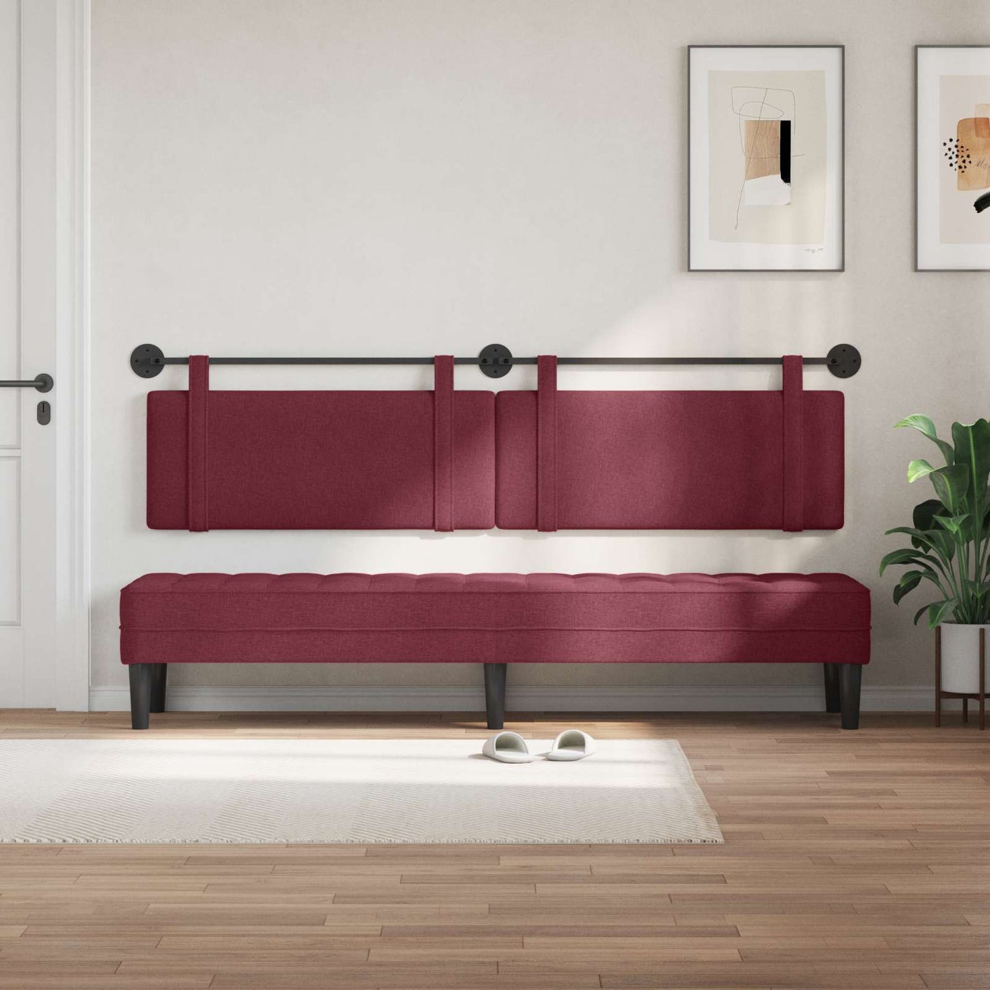 Testata appesa Tinta unita Rosso Vino 210 x 55 x 5 cm Tessuto