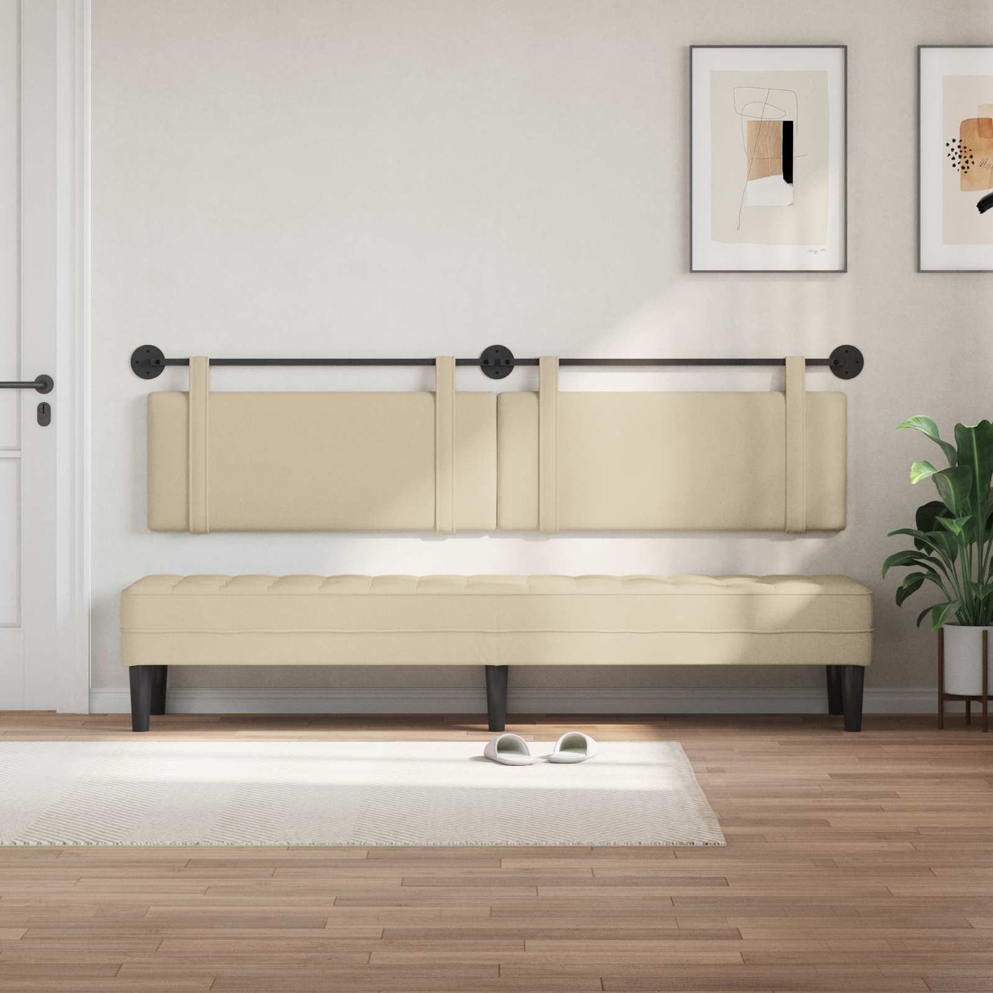 Testata appesa Montaggio a parete Crema 210 x 55 x 5 cm Tessuto