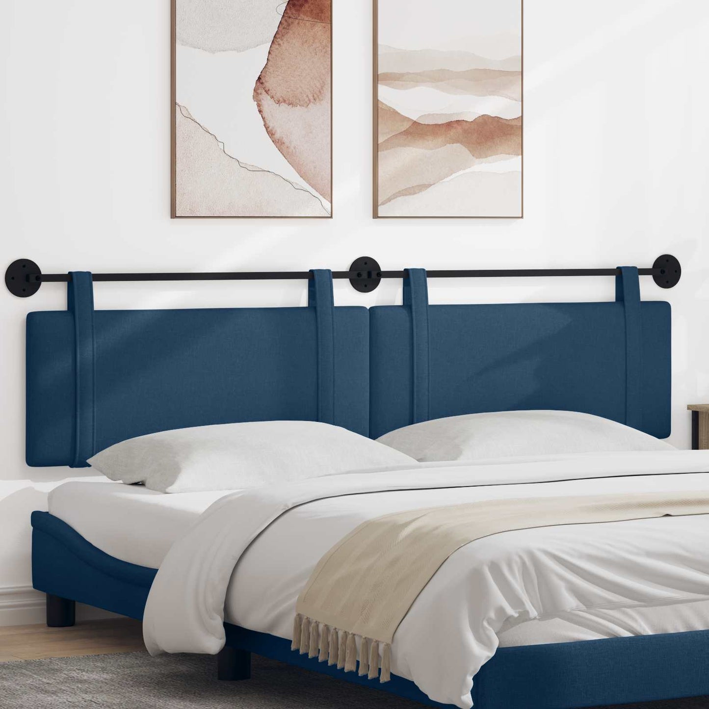 Testata appesa Montaggio a parete Blu 210 x 55 x 5 cm Tessuto