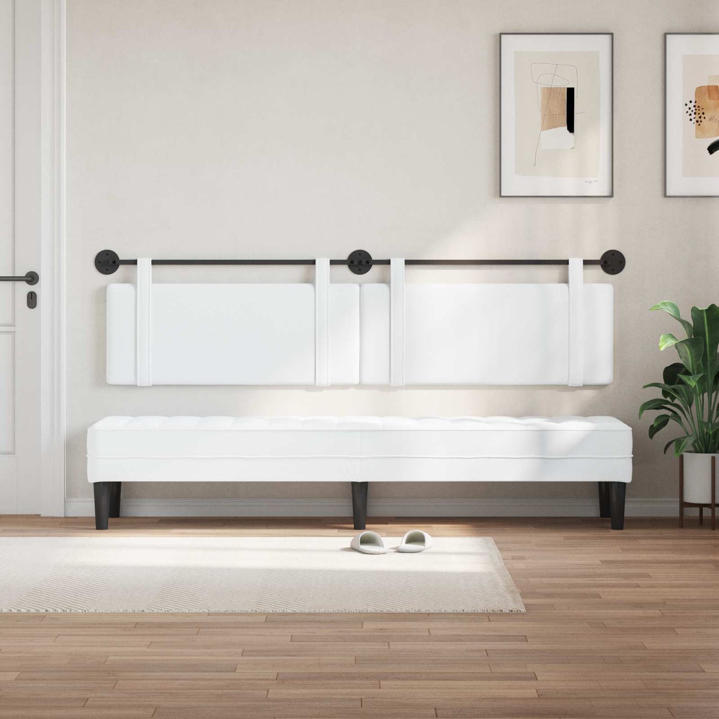 Testata appesa Tinta unita Bianco 210 x 55 x 5 cm Tessuto