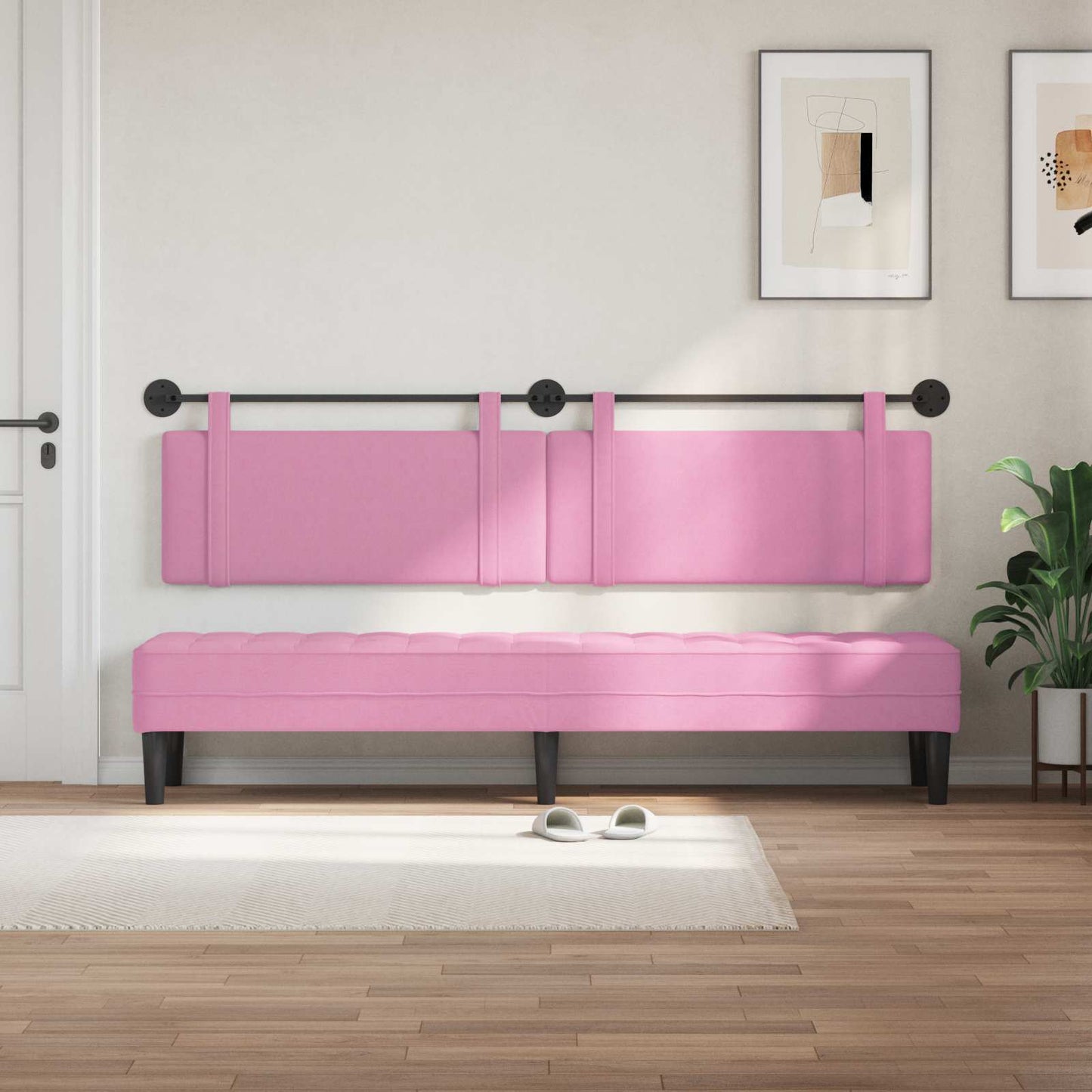 Testata appesa Montaggio a parete Rosa 210 x 55 x 5 cm Tessuto