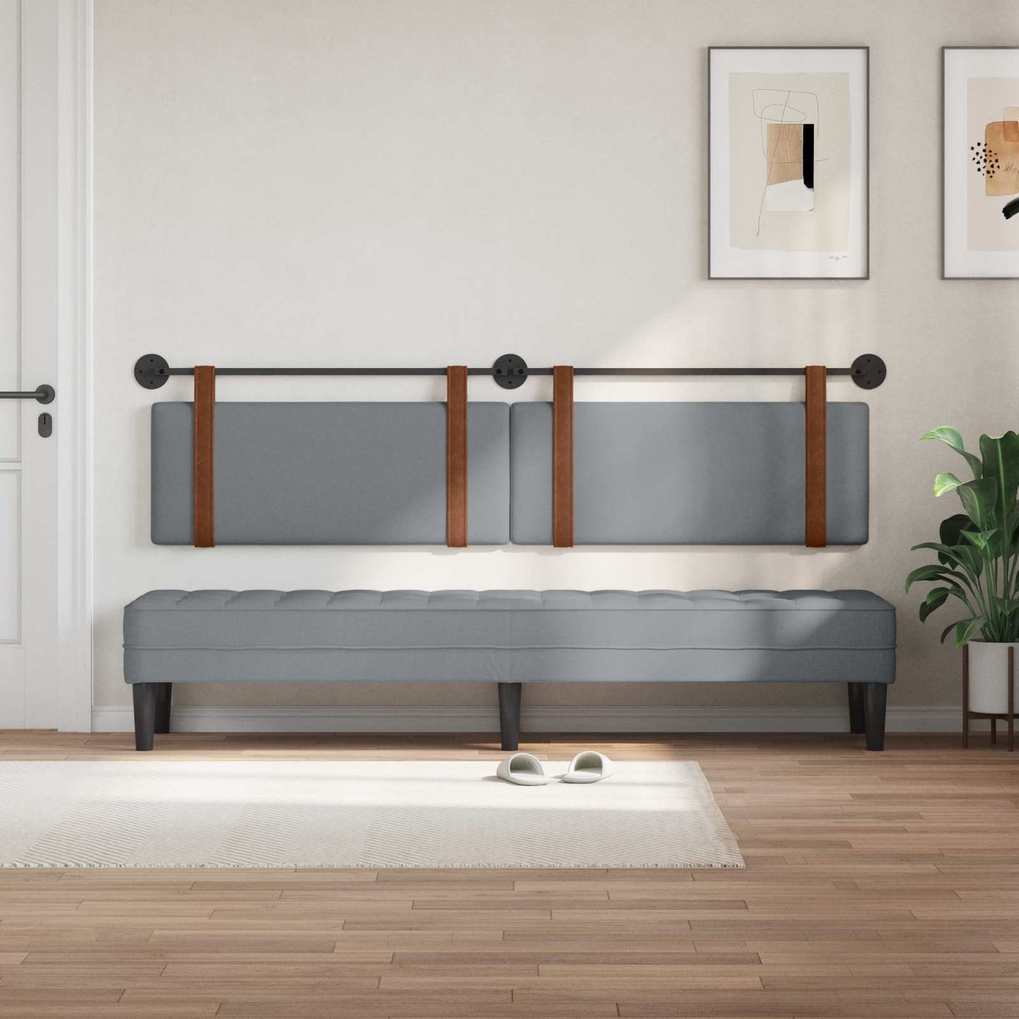 Testata appesa Grigio chiaro 210 x 55 x 5 cm PU Antico