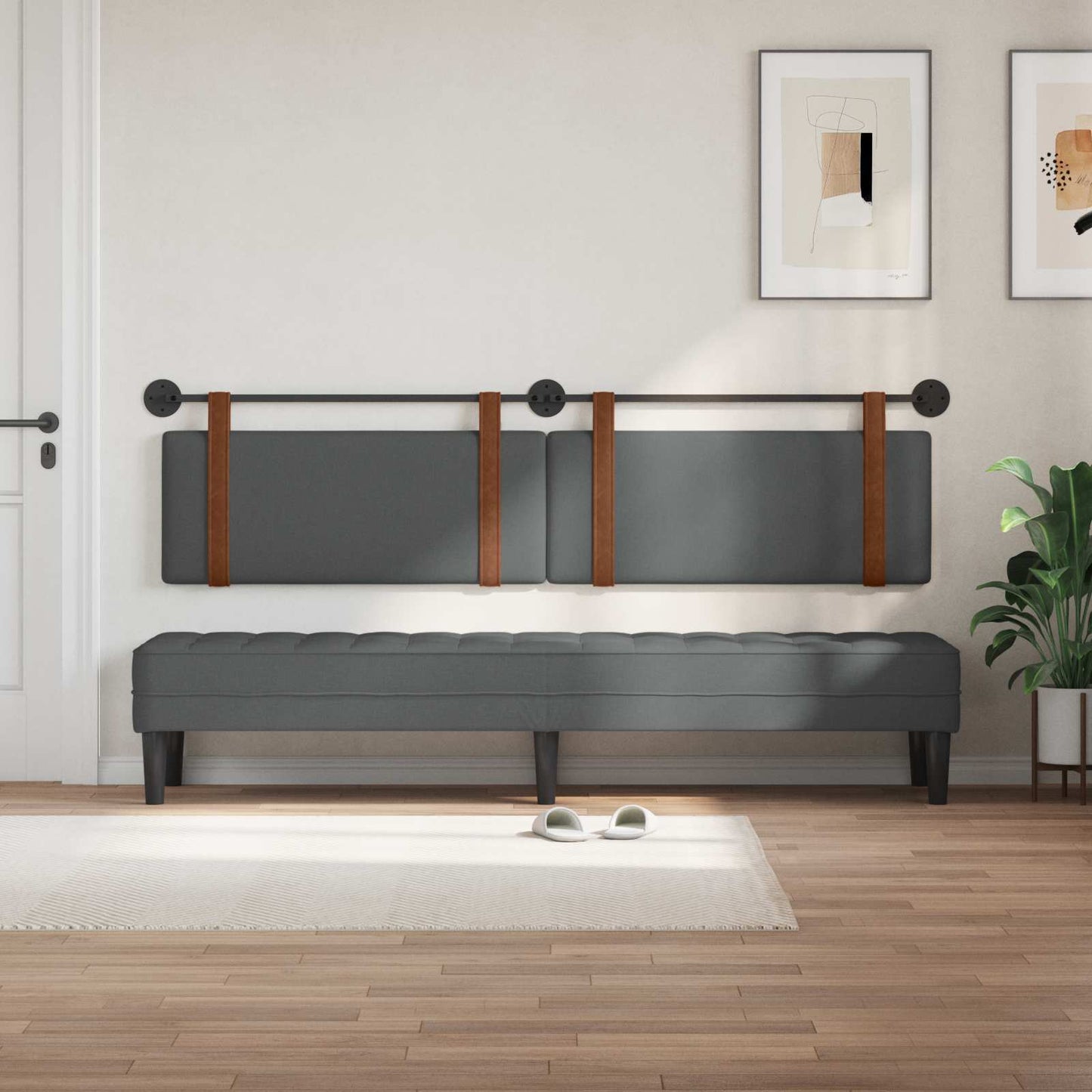 Testata appesa Grigio scuro 210 x 55 x 5 cm PU Antico