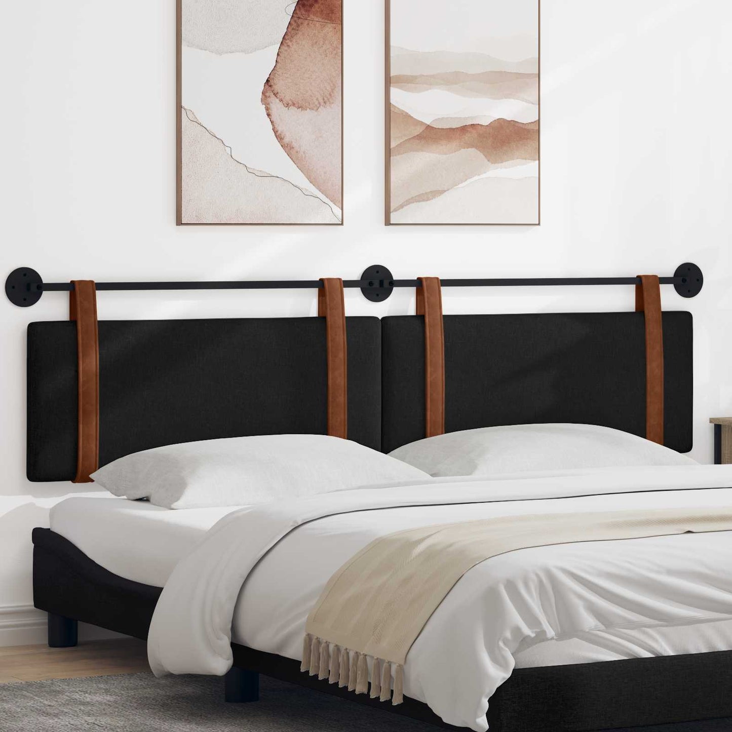 Testata appesa Tinta unita Nero 210 x 55 x 5 cm PU Antico