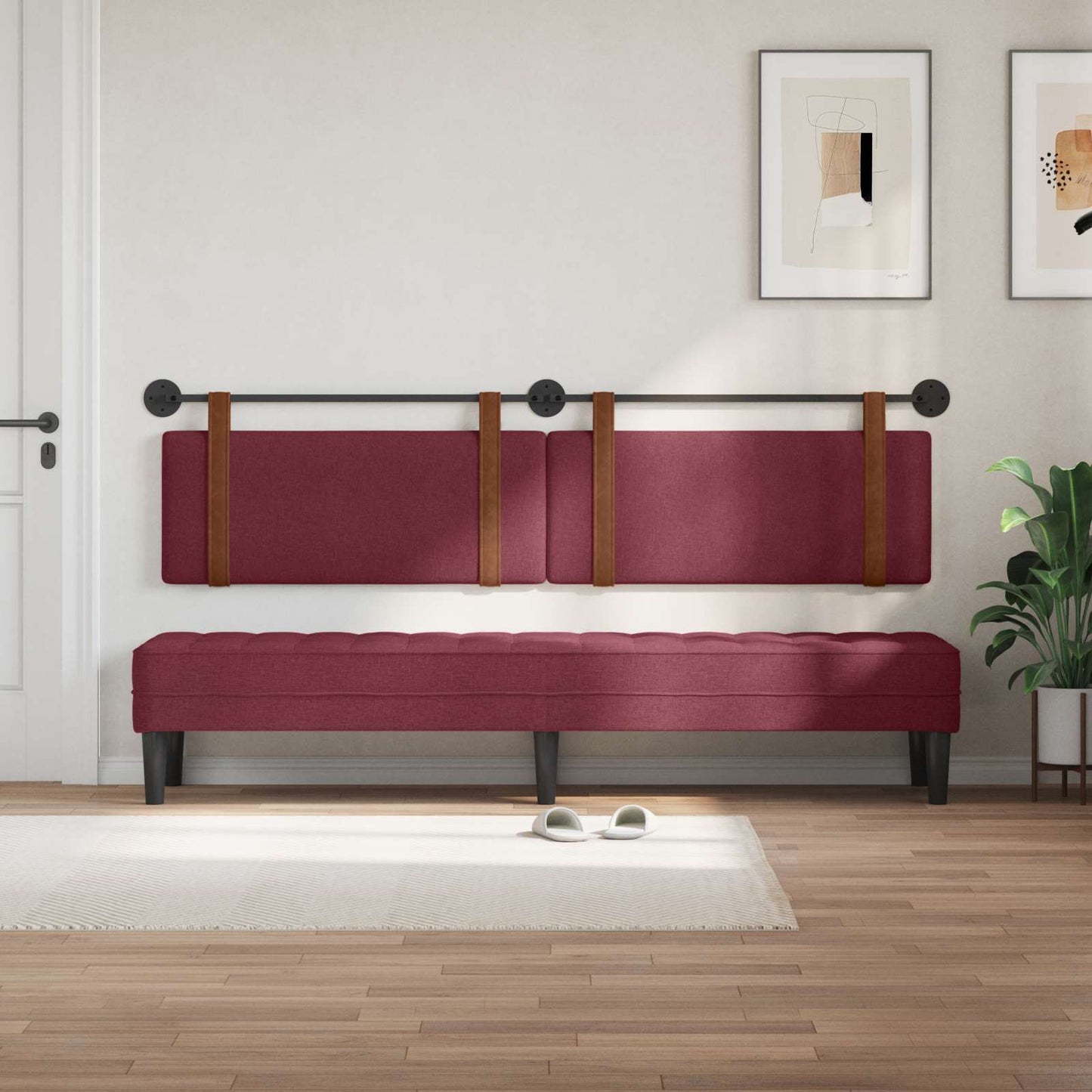 Testata appesa Tinta unita Rosso Vino 210 x 55 x 5 cm PU Antico