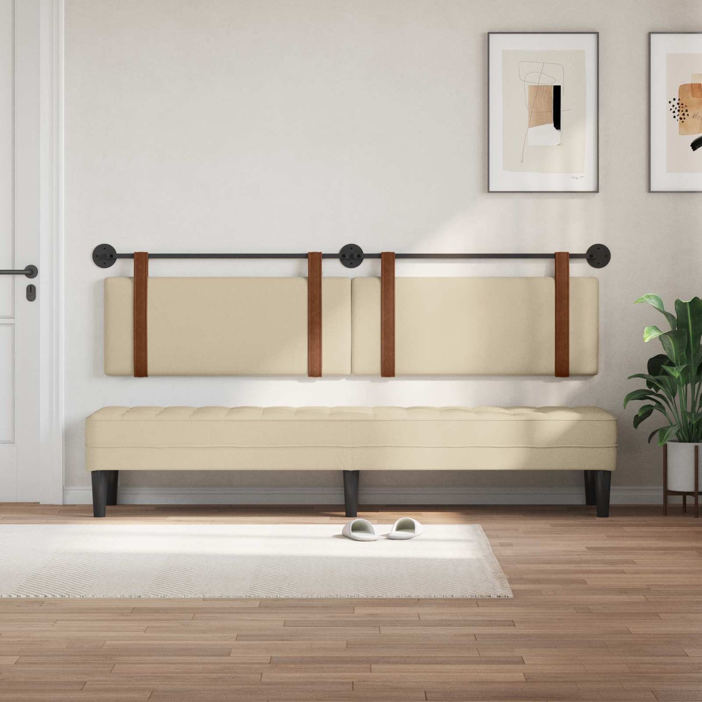 Testata appesa Tinta unita Crema 210 x 55 x 5 cm PU Antico