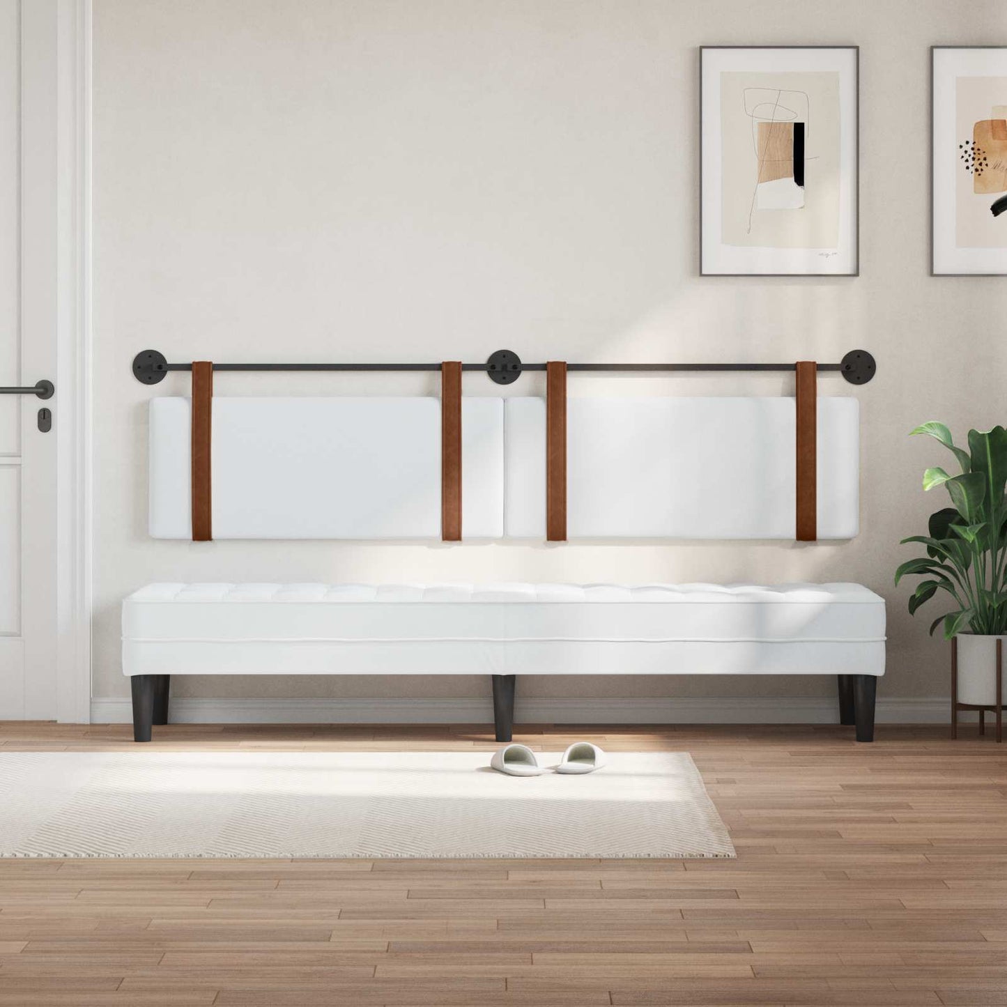 Testata appesa Tinta unita Bianco 210 x 55 x 5 cm PU Antico