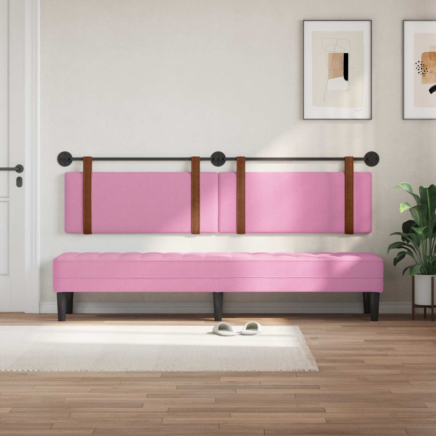Testata appesa Tinta unita Rosa 210 x 55 x 5 cm PU Antico
