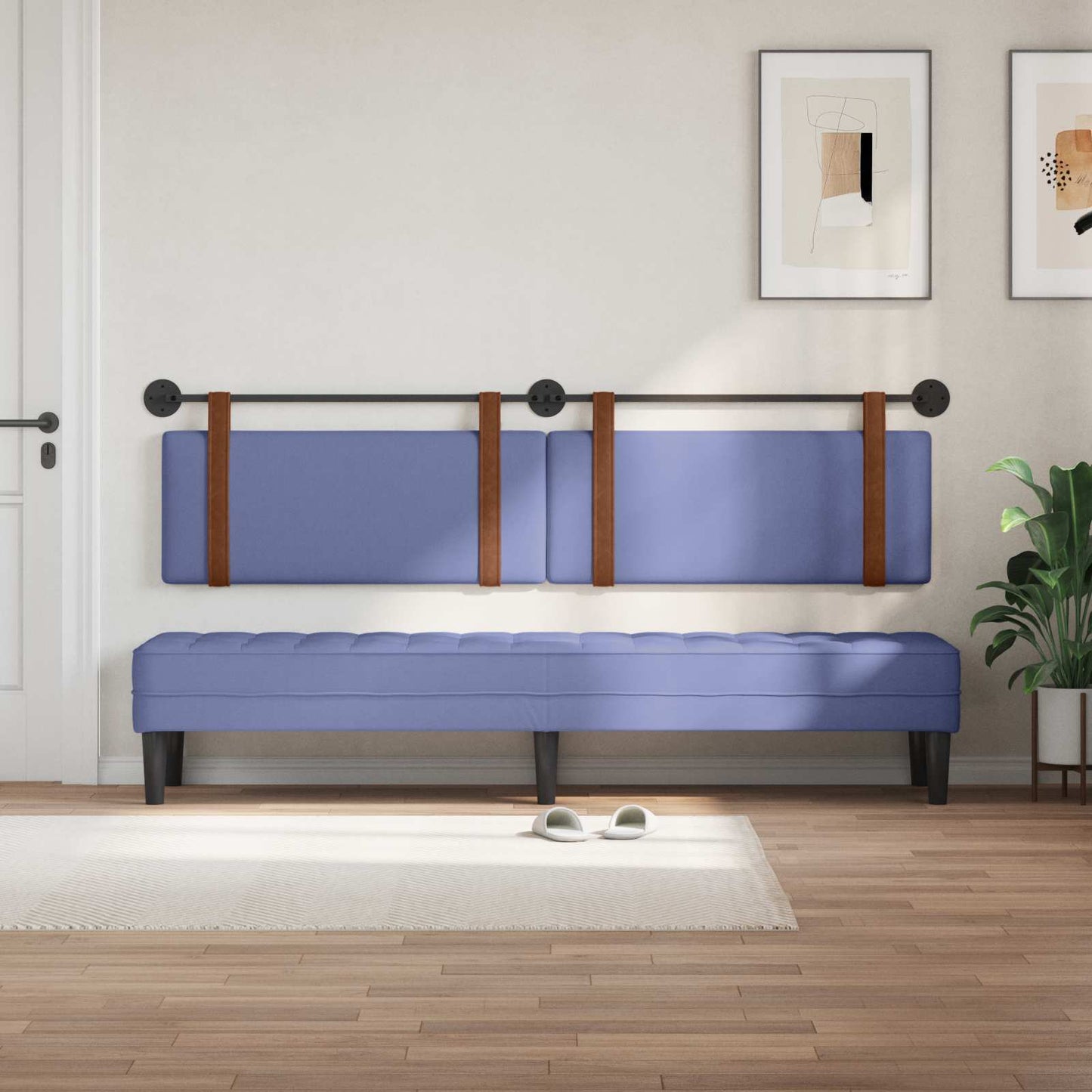 Testata appesa Tinta unita Blu jeans 210 x 55 x 5 cm PU Antico
