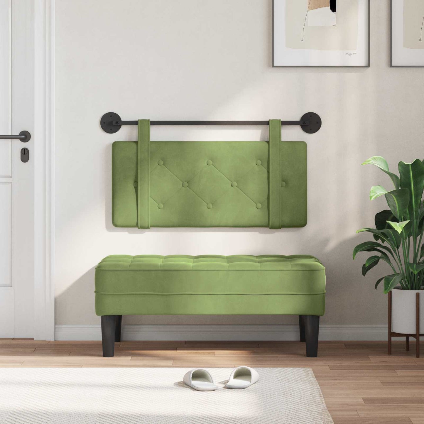 Testata appesa Verde chiaro 90 x 55 x 5 cm Velluto