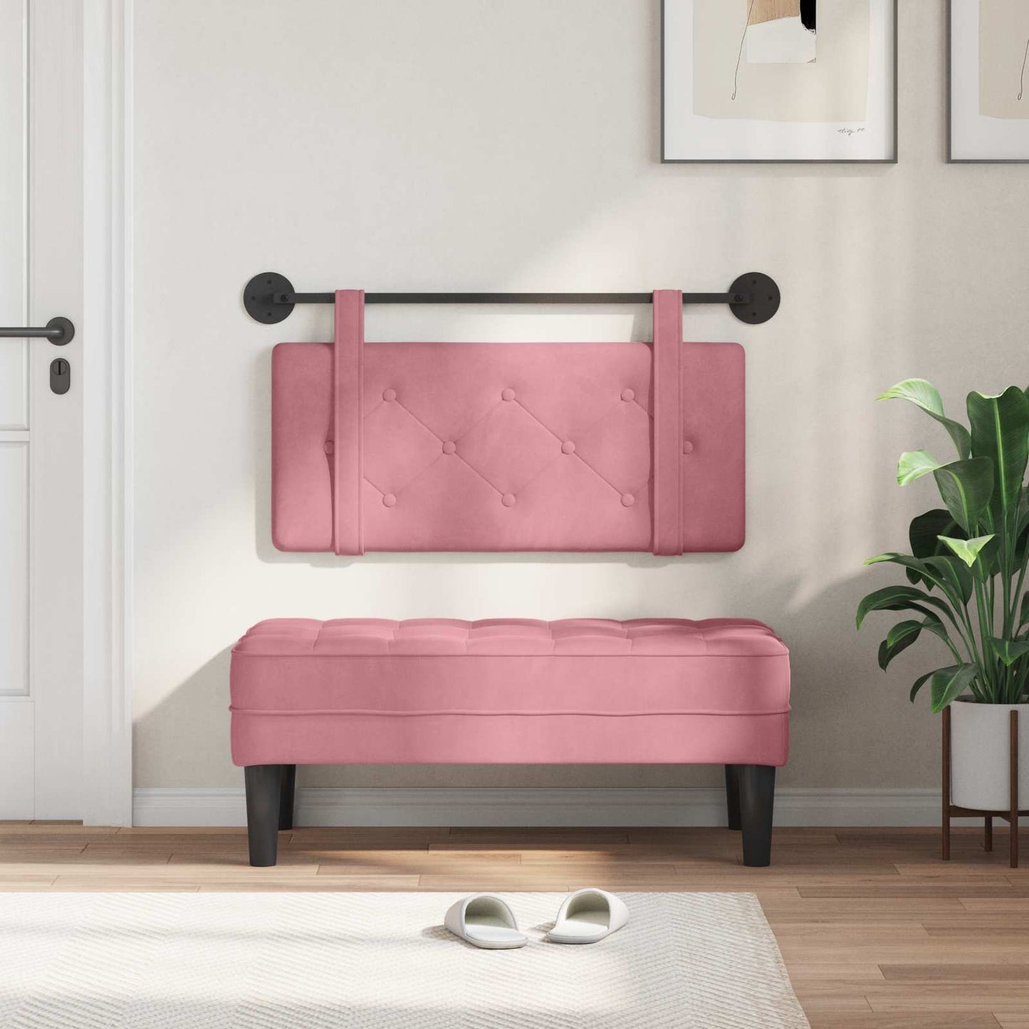 Testata appesa Montaggio a parete Rosa 90 x 55 x 5 cm Velluto