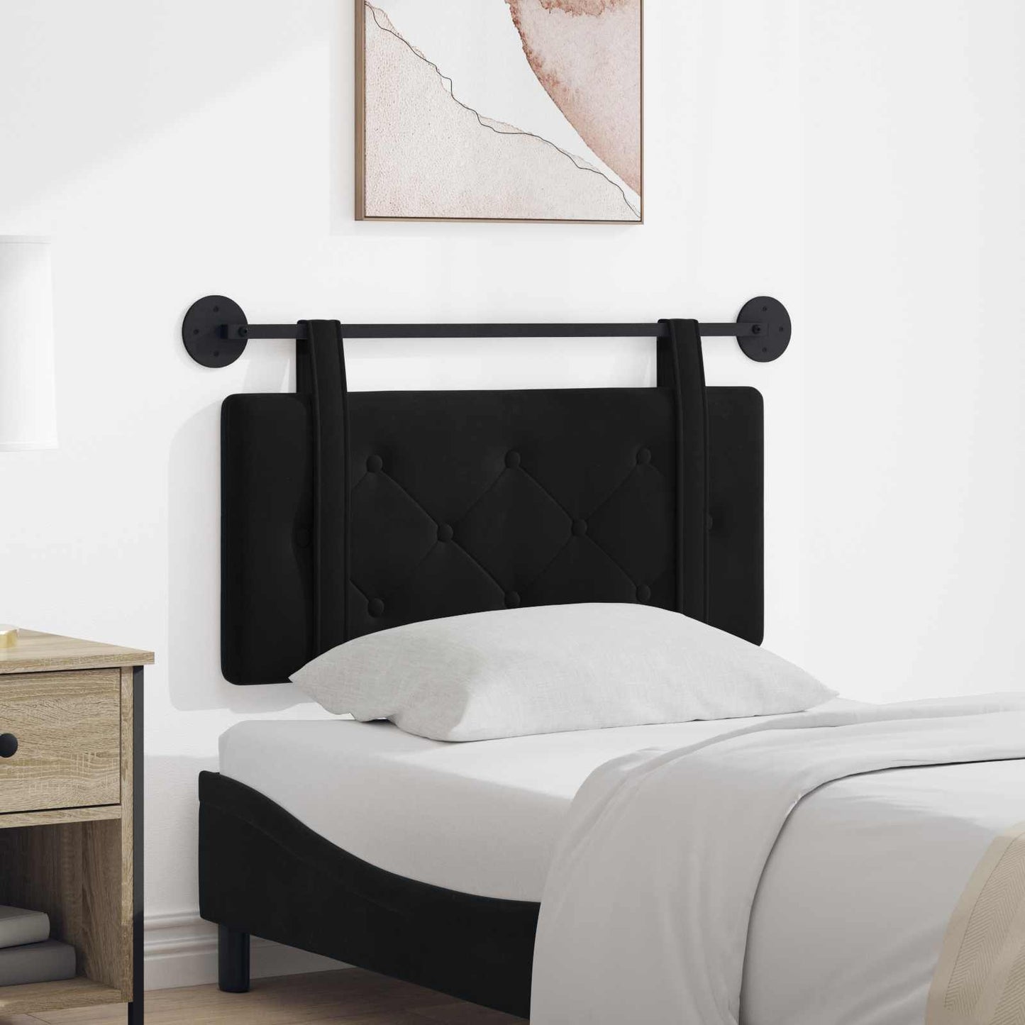 Testata appesa Montaggio a parete Nero 90 x 55 x 5 cm Velluto