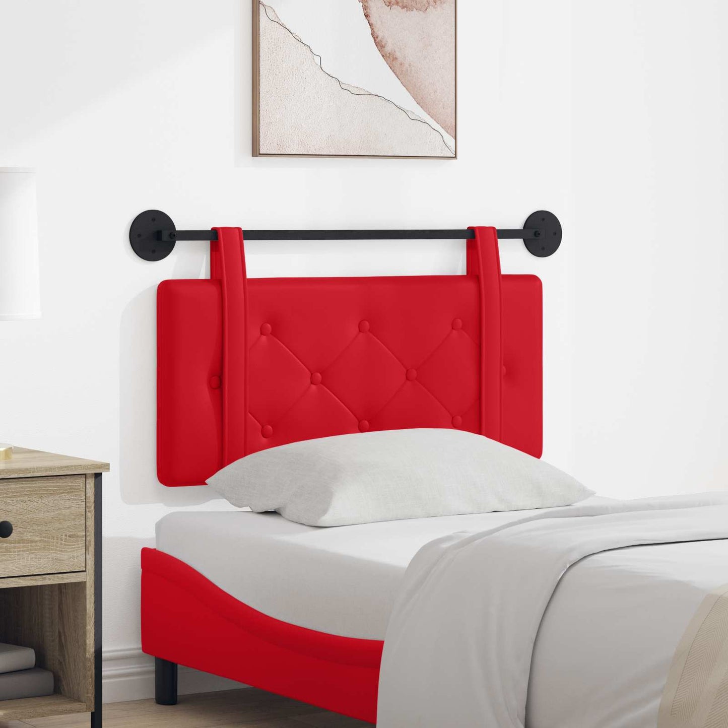 Testata appesa Montaggio a parete Rosso 80 cm Pelle Sintetica