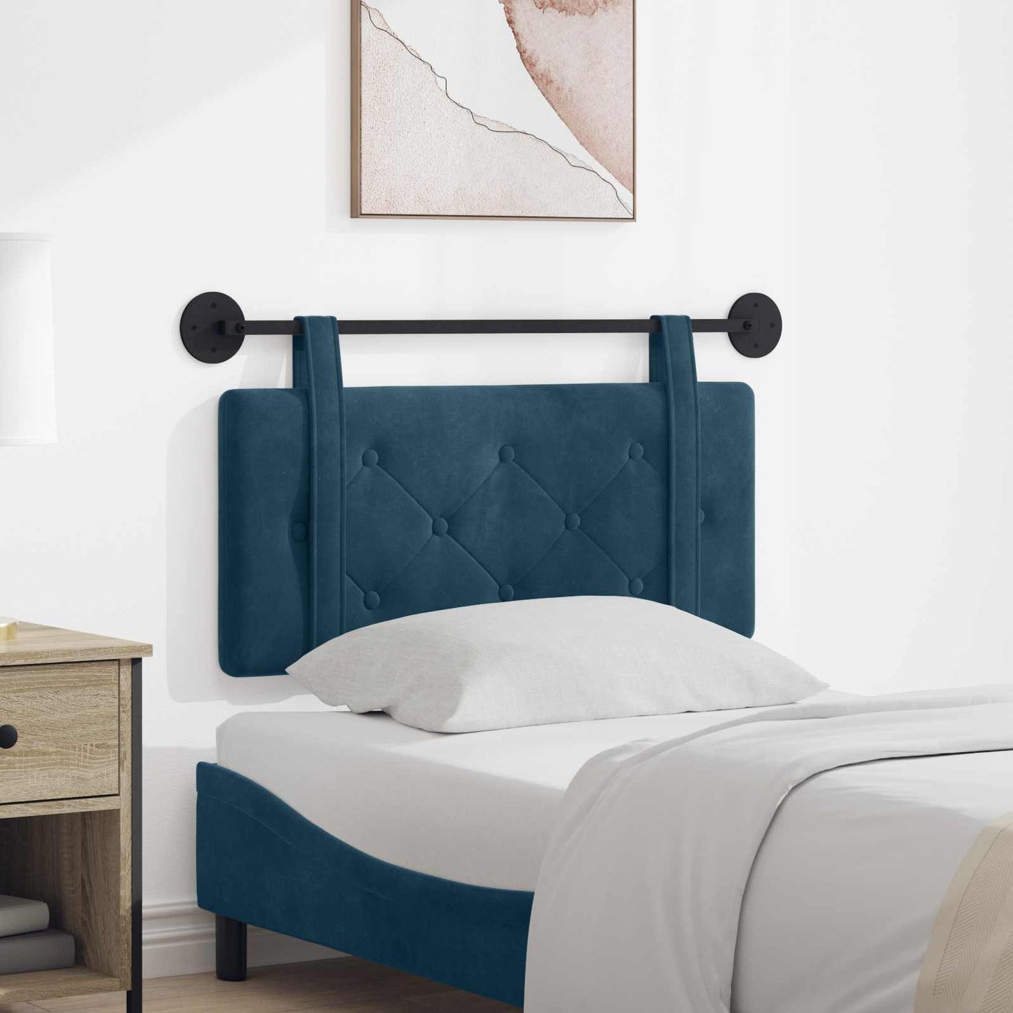 Testata appesa Montaggio a parete Blu 100 x 55 x 5 cm Velluto