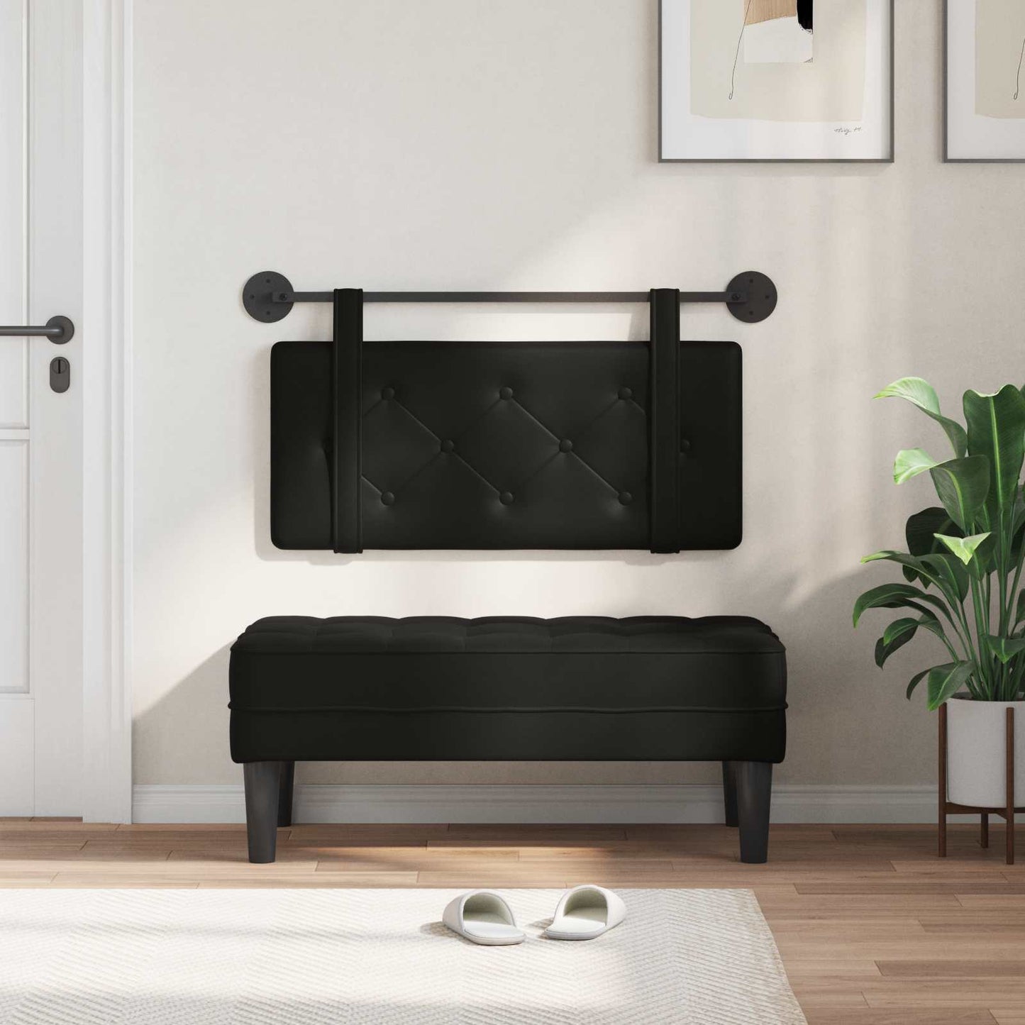 Testata appesa Nero 100 x 55 x 5 cm Pelle Sintetica